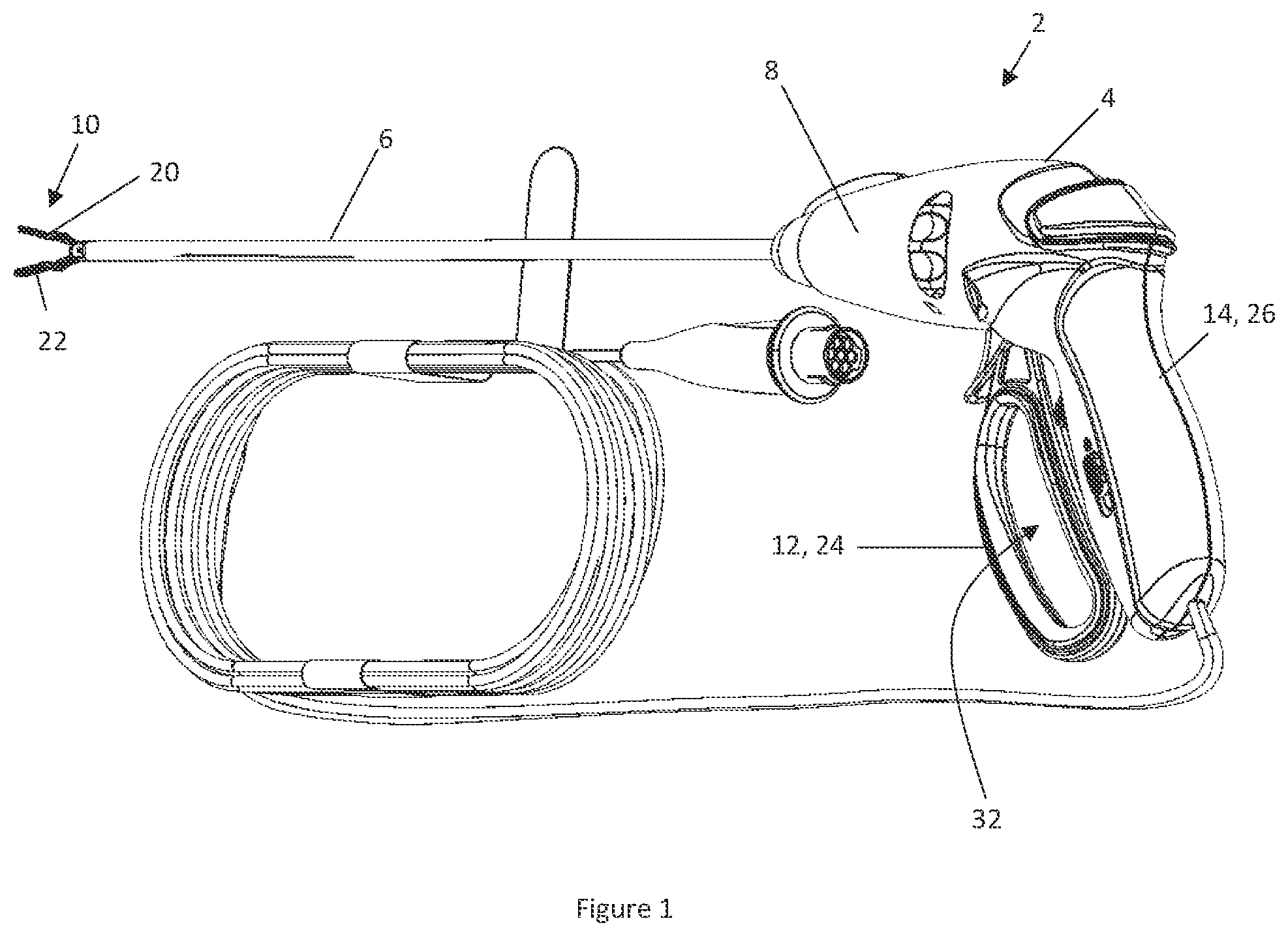 Patent US12137925 Figure 1 – Forceps including a pre-loaded handle latch