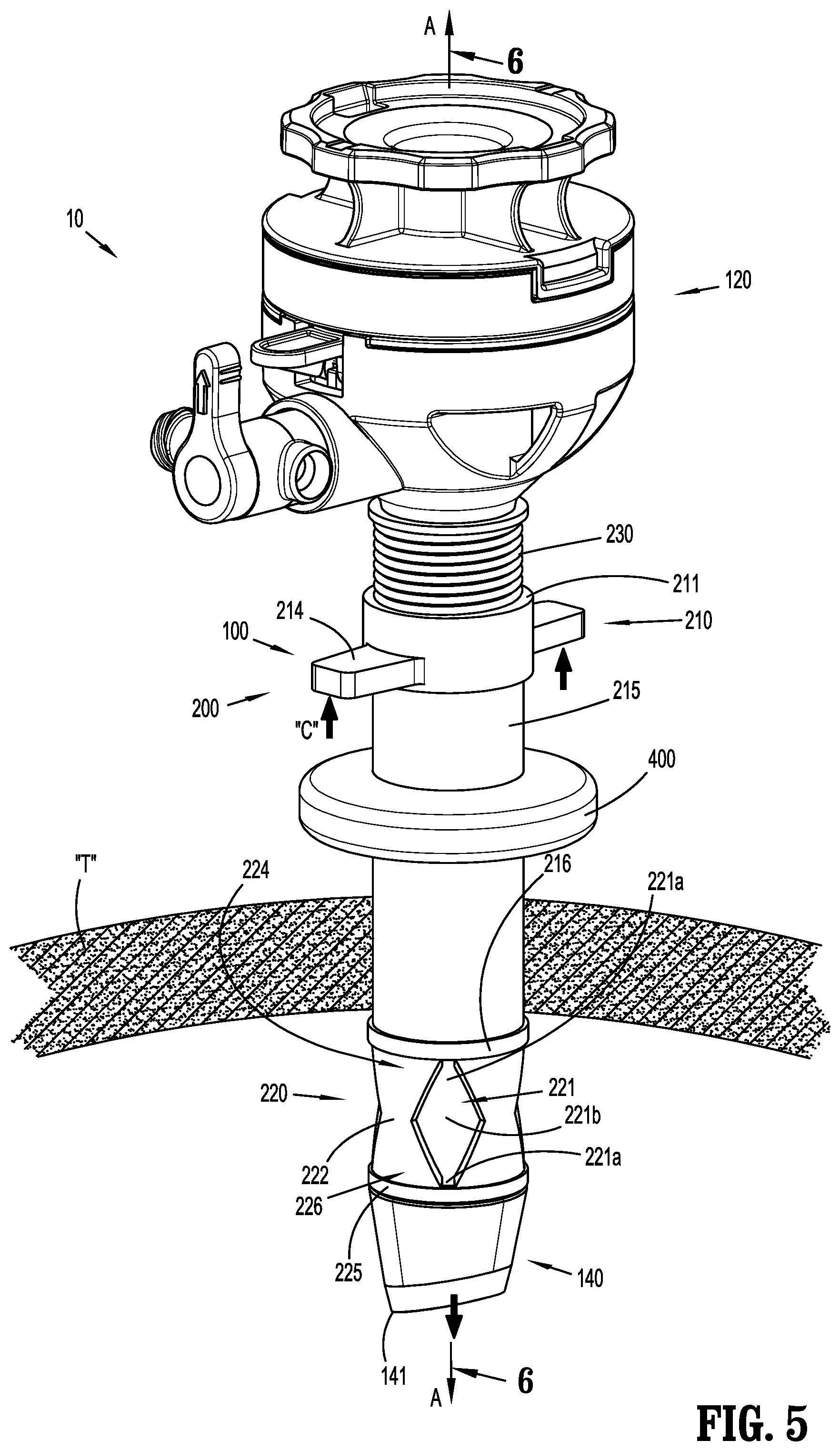 Patent US12137934 Figure 4 – Surgical access device with fixation mechanism