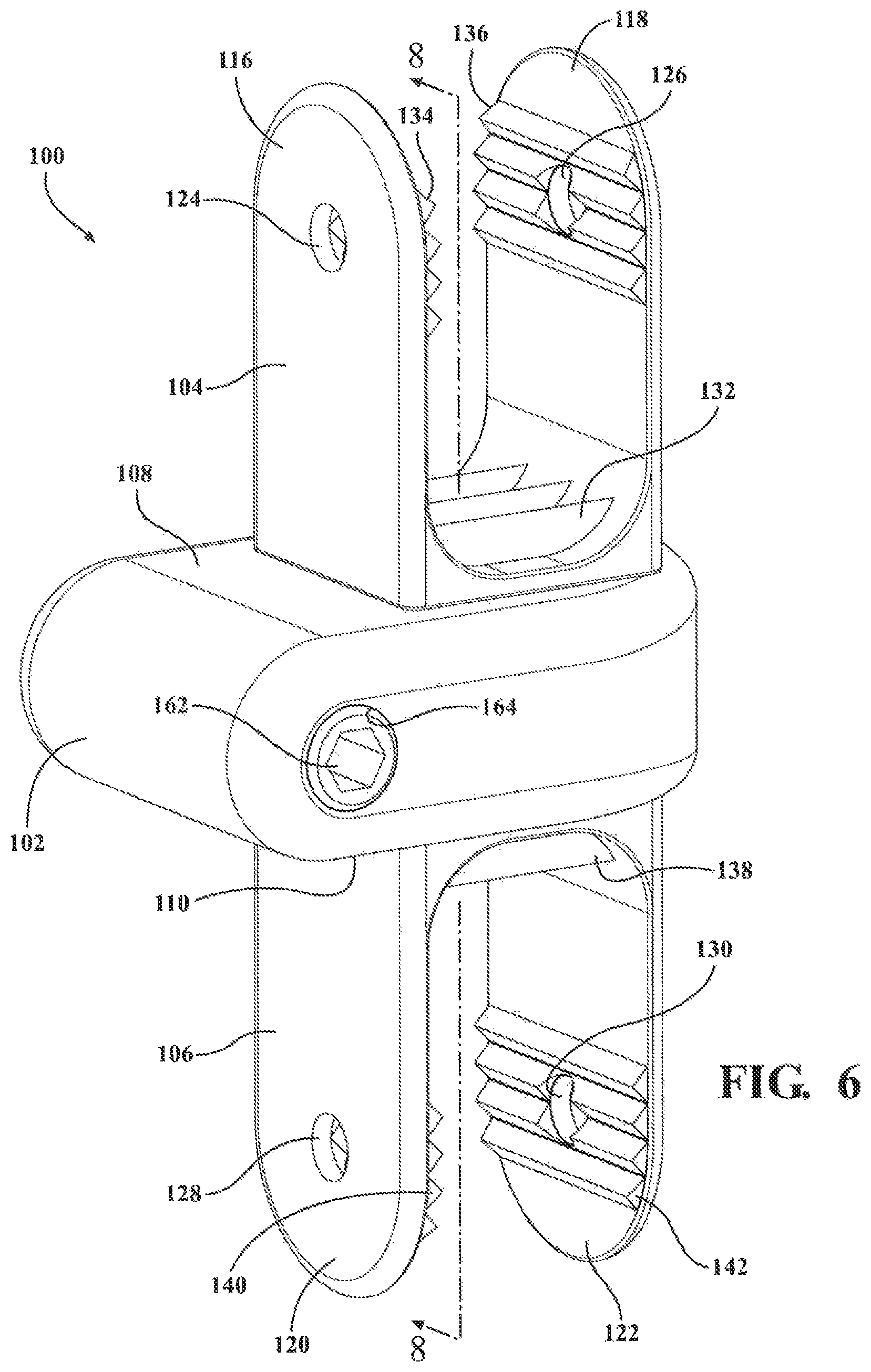 Patent US12137947 Figure 6 – Expandable spinal jack for installation between upper and lower succeeding superior articular processes