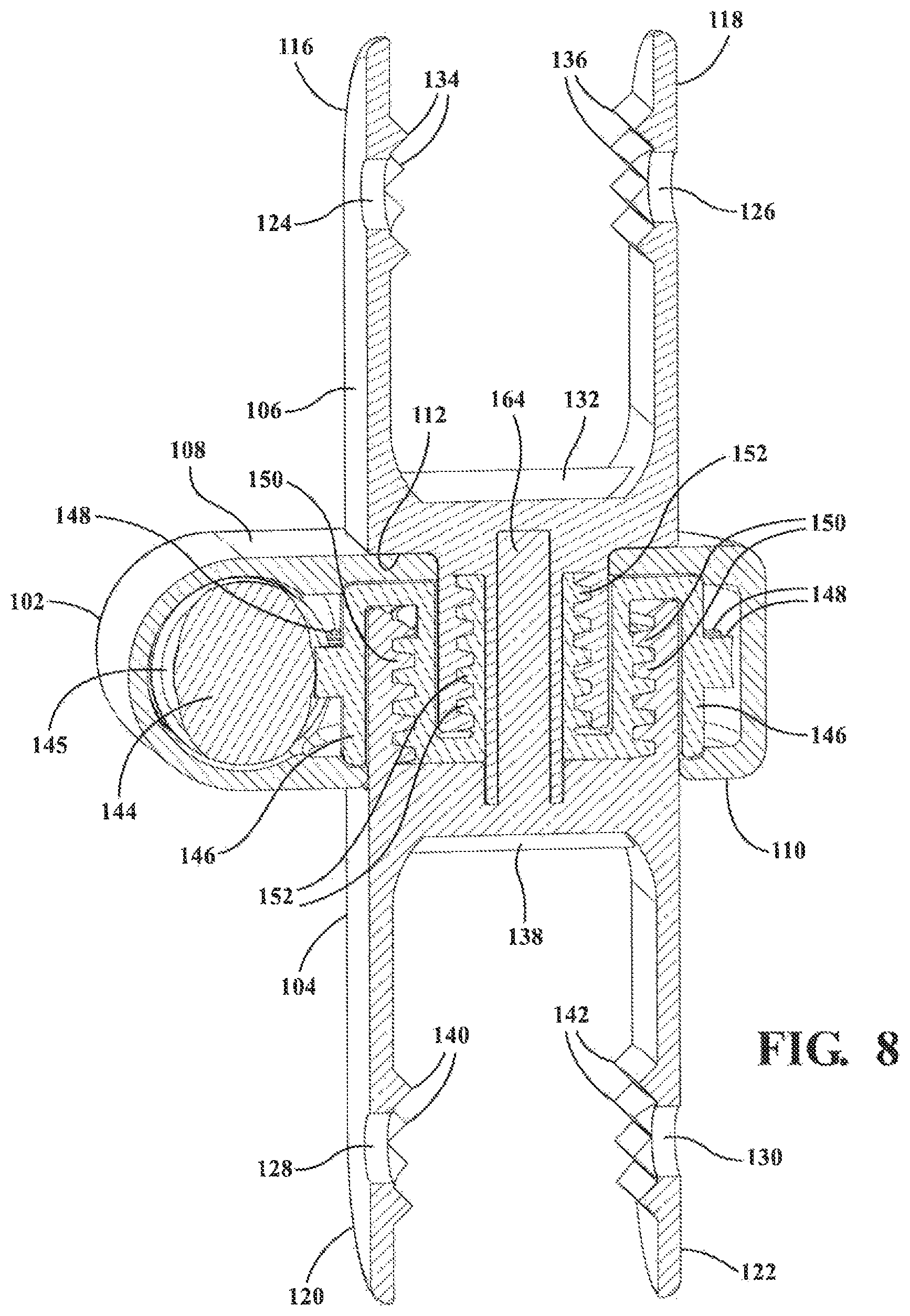 Patent US12137947 Figure 8 – Expandable spinal jack for installation between upper and lower succeeding superior articular processes