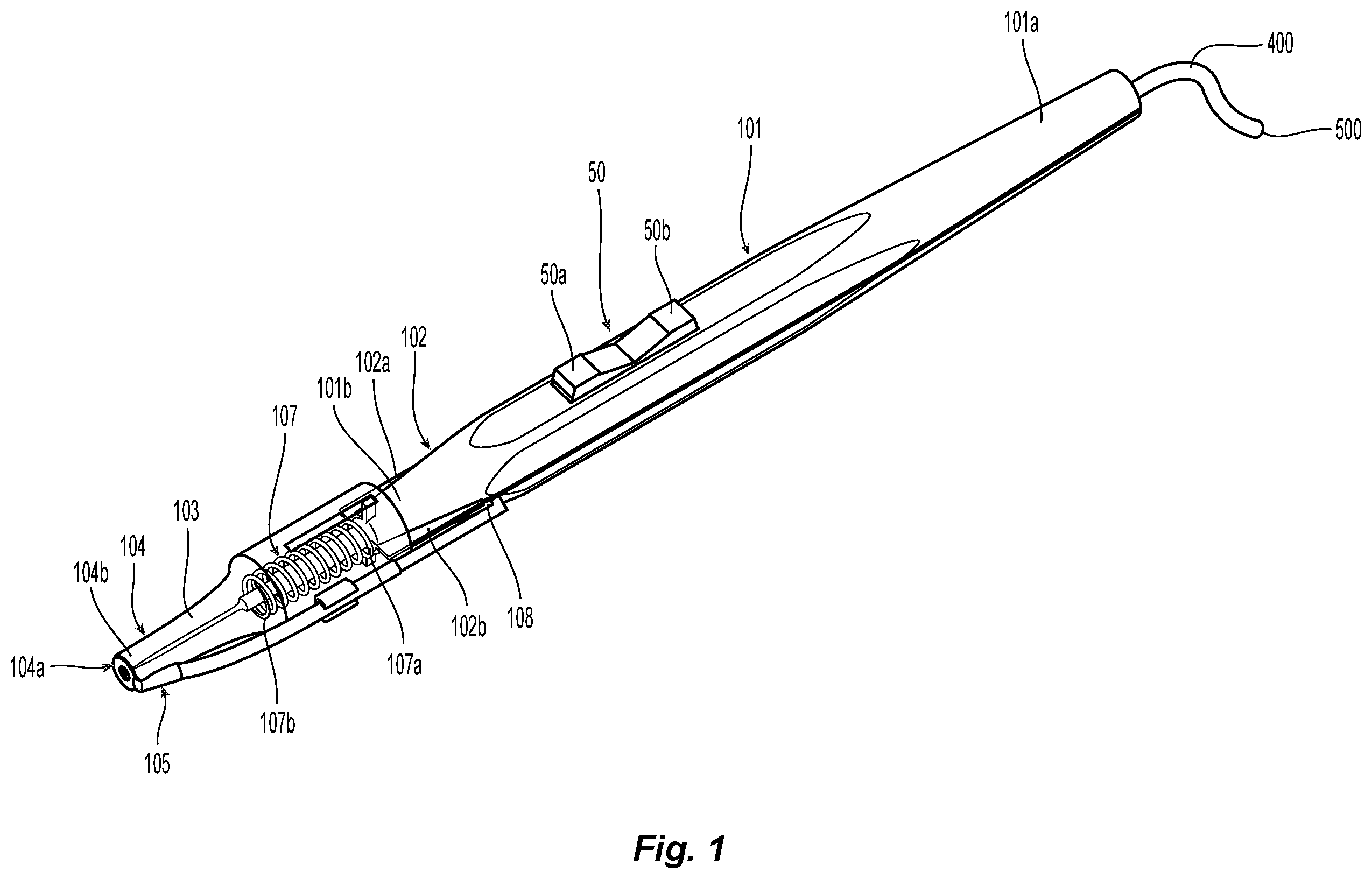 Patent US12137961 Figure 1 – Electrosurgical pencil with a protective guard