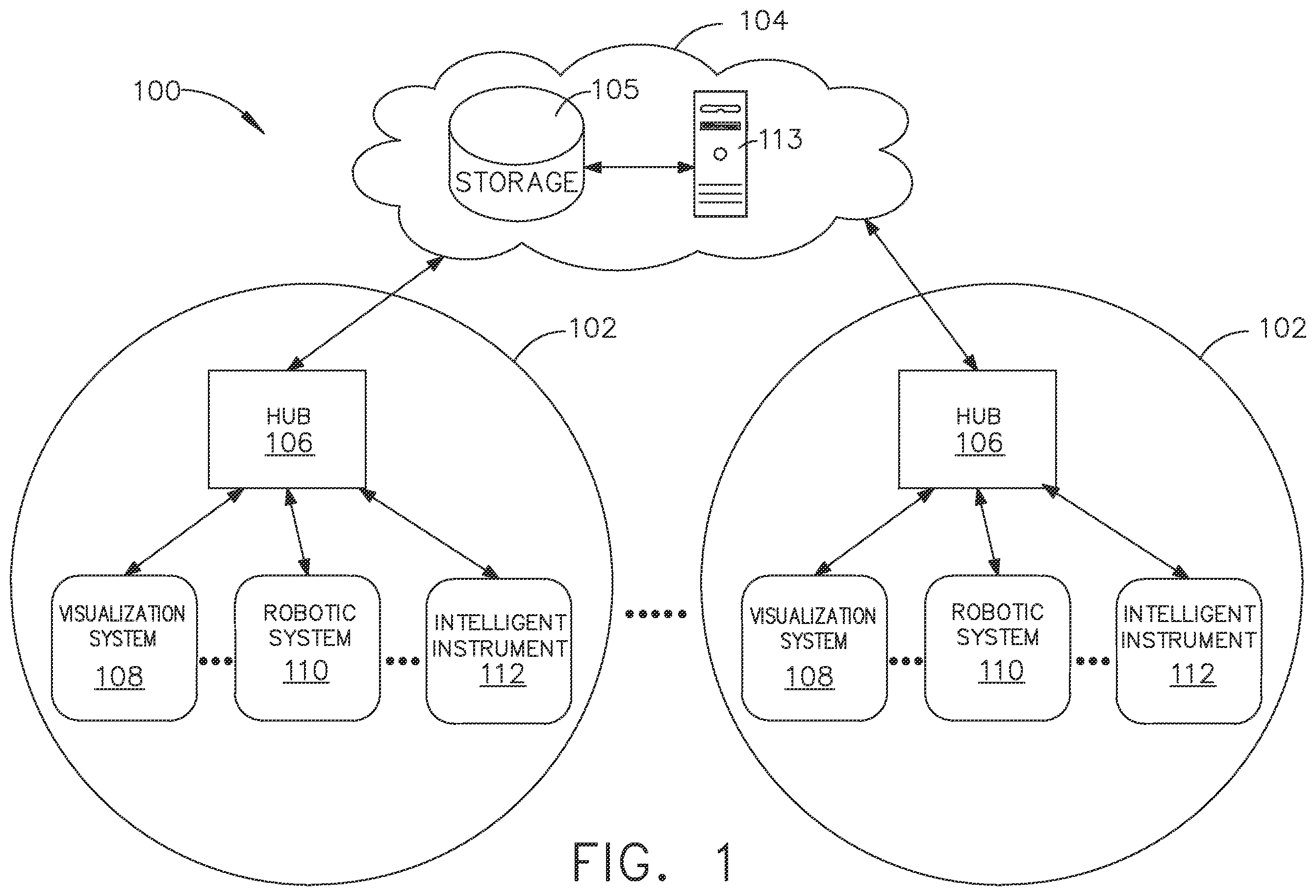 Patent US12137991 Figure 1 – Display arrangements for robot-assisted surgical platforms