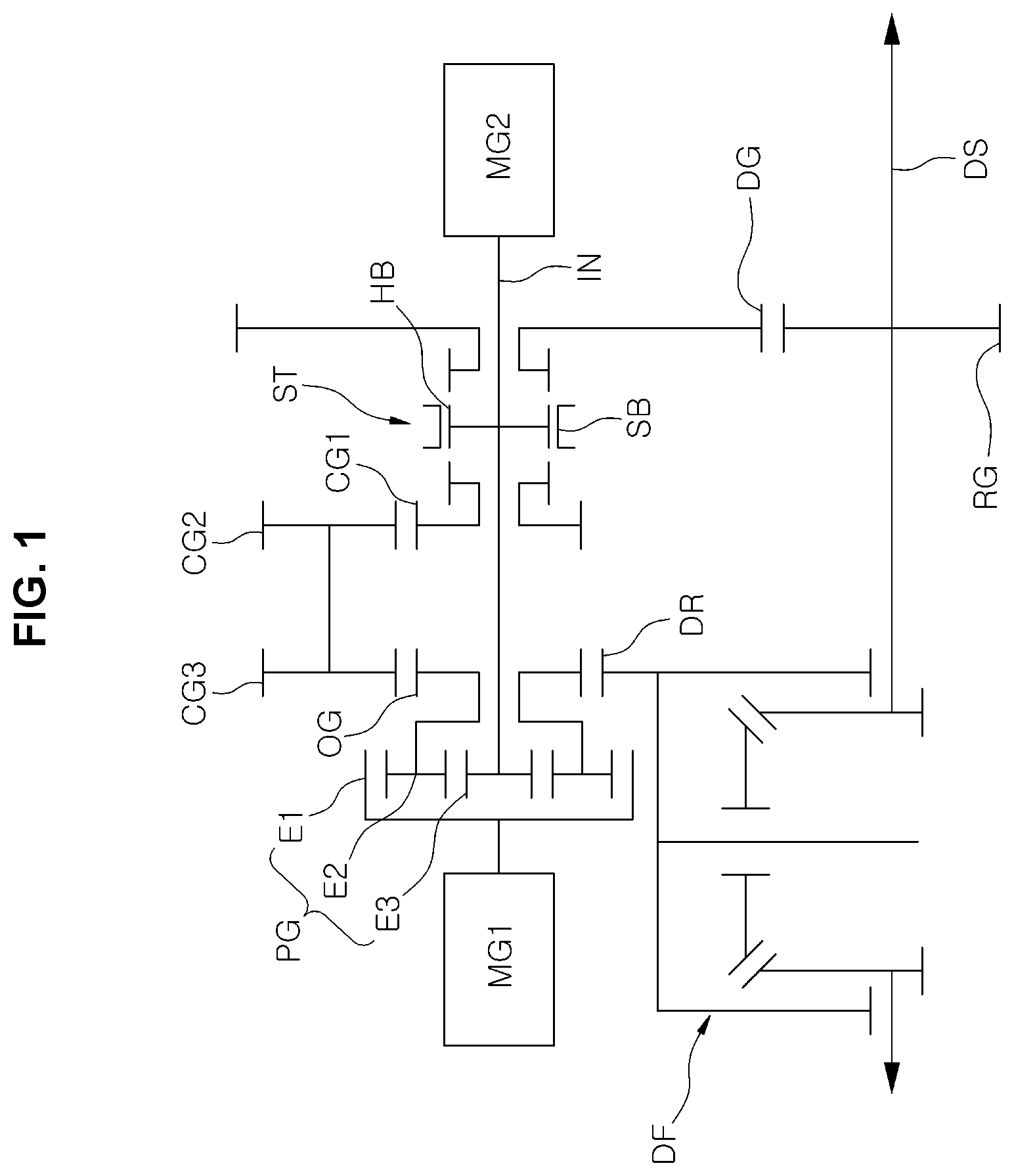 Patent US12139000 Figure 1 – Powertrain for electric vehicle