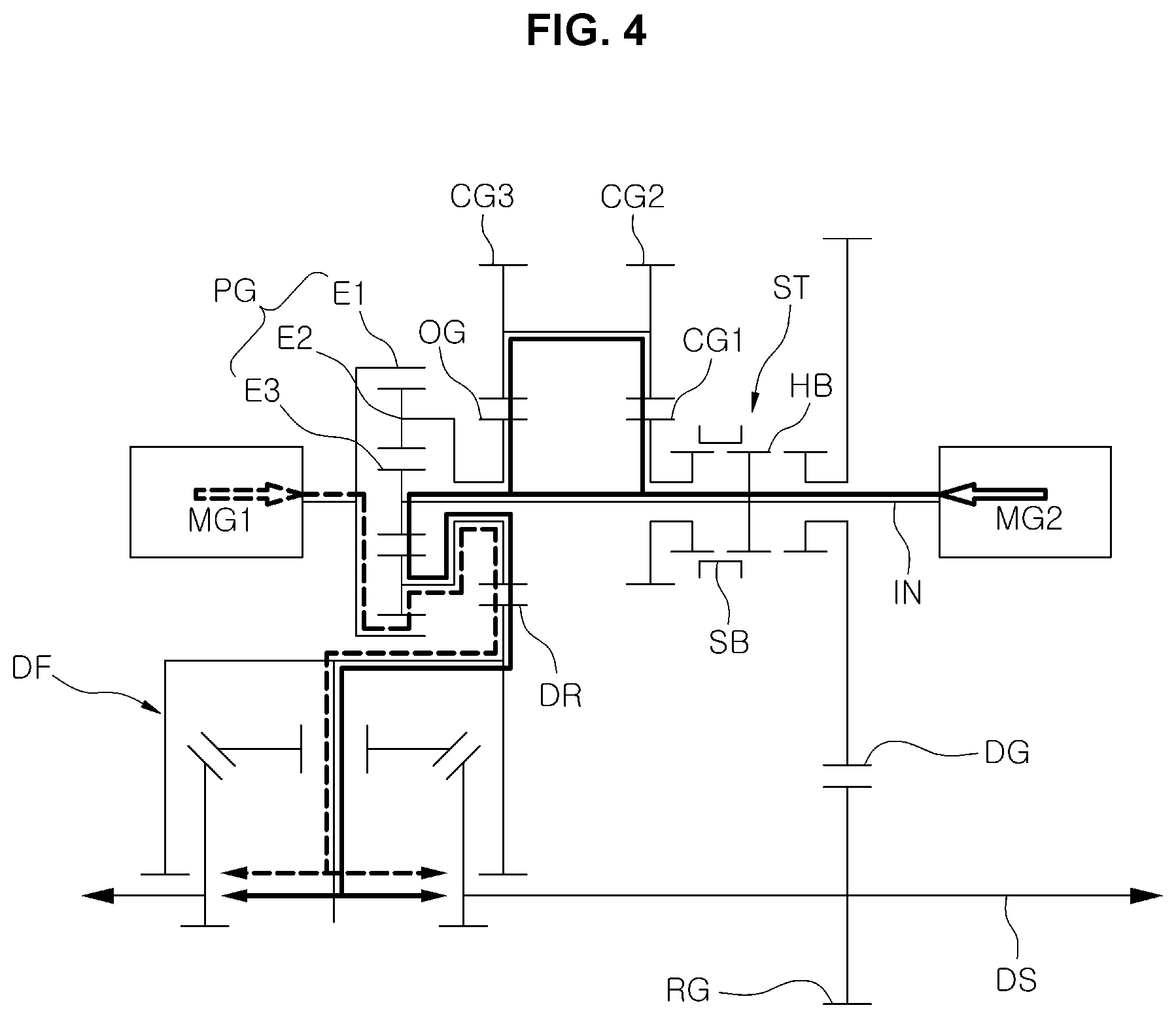 Patent US12139000 Figure 4 – Powertrain for electric vehicle