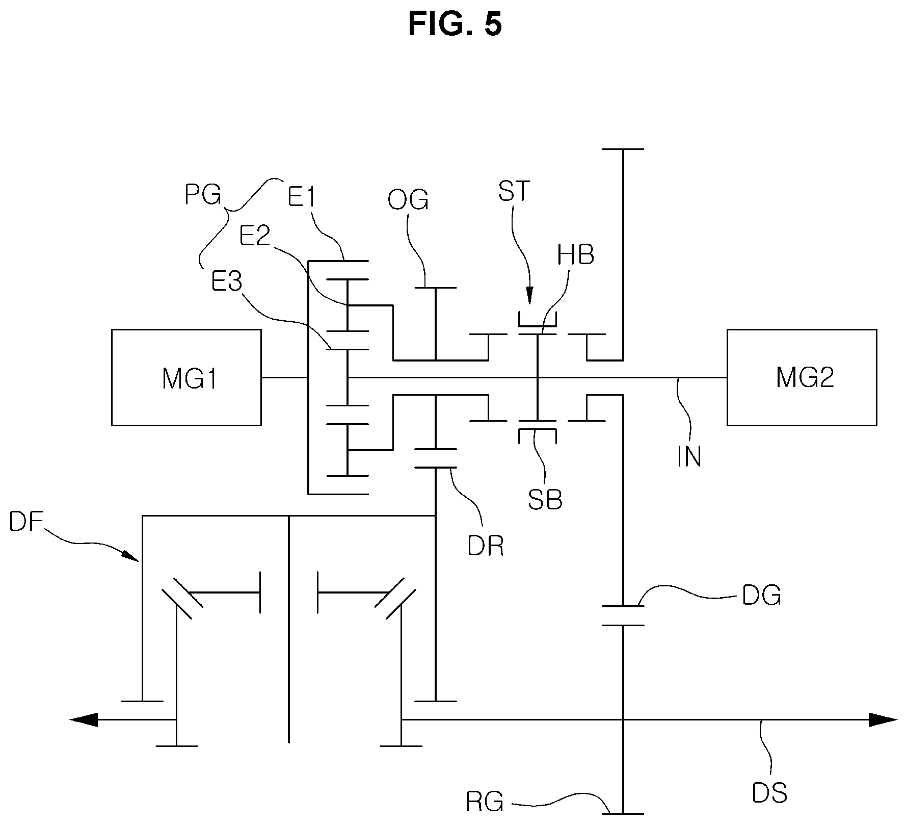 Patent US12139000 Figure 5 – Powertrain for electric vehicle