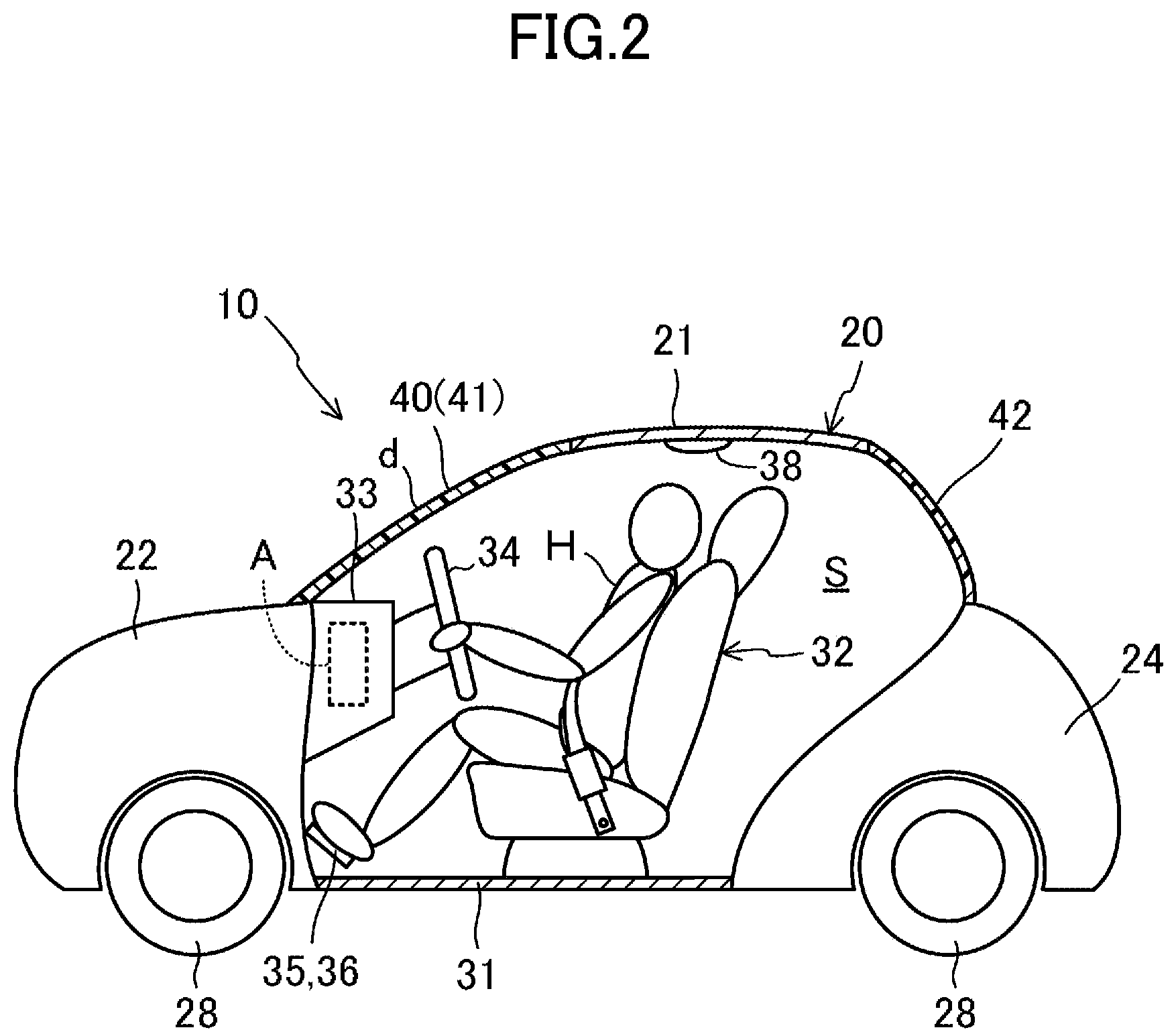 Patent US12139013 Figure 2 – Transportation moving body, and automobile
