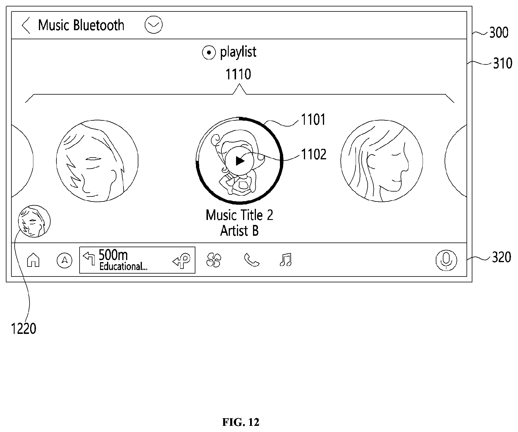 Patent US12139015 Figure 12 – Vehicle infotainment apparatus using widget and operation method thereof