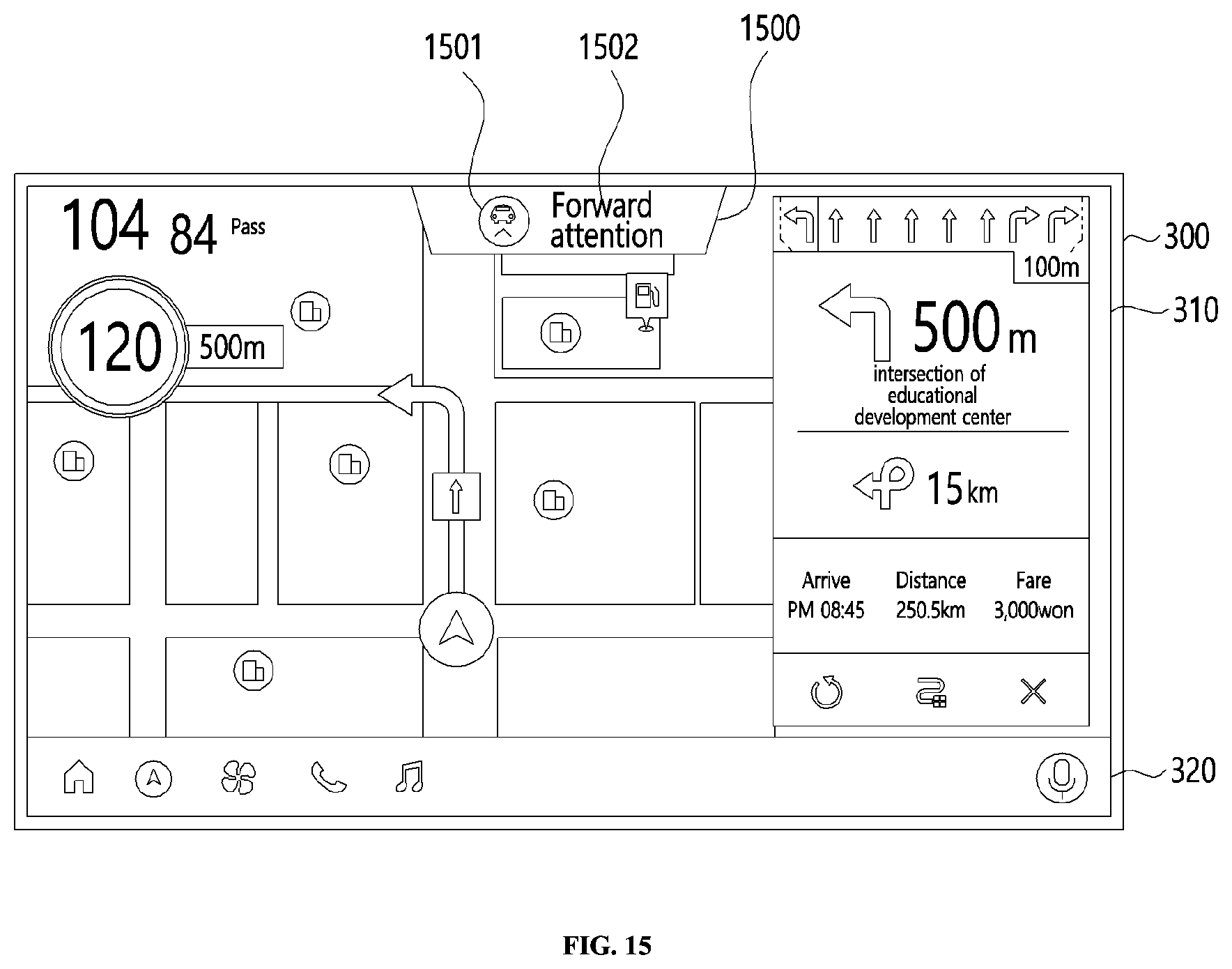 Patent US12139015 Figure 15 – Vehicle infotainment apparatus using widget and operation method thereof