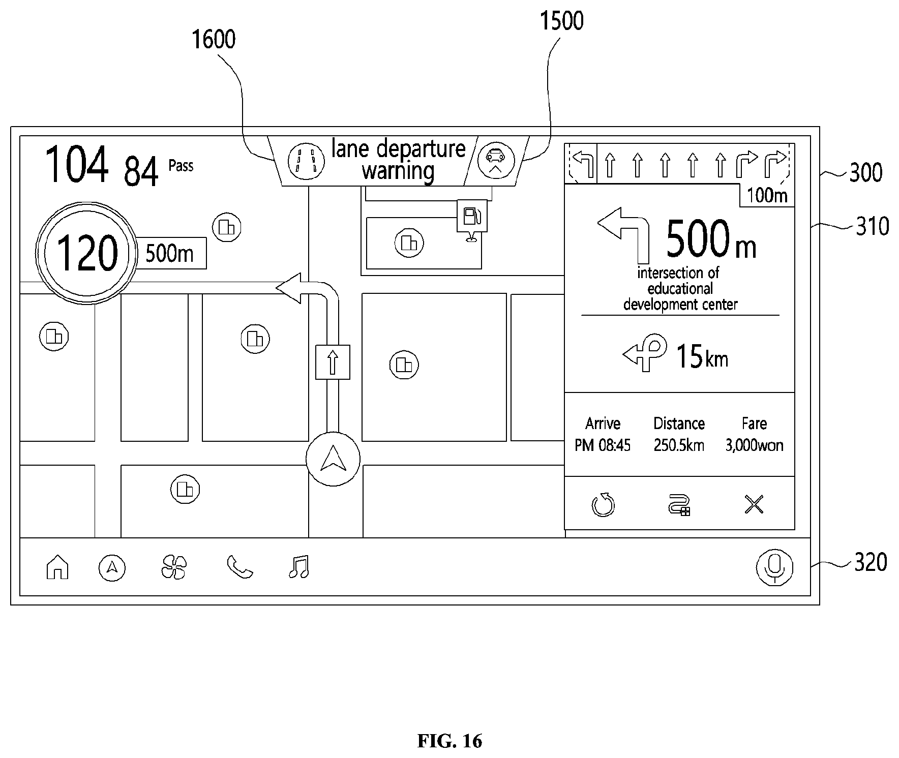 Patent US12139015 Figure 16 – Vehicle infotainment apparatus using widget and operation method thereof