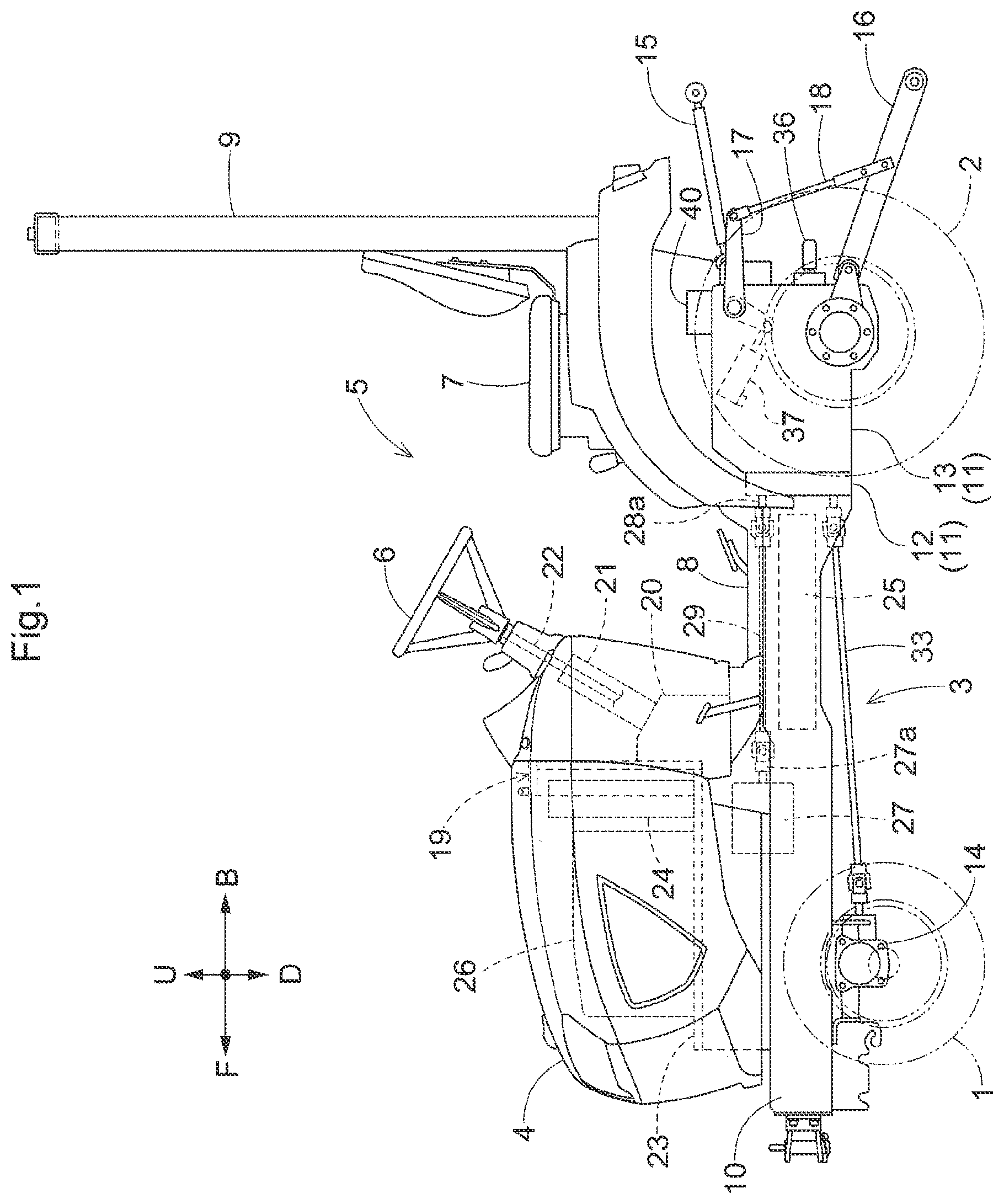 Patent US12139026 Figure 1 – Work vehicle