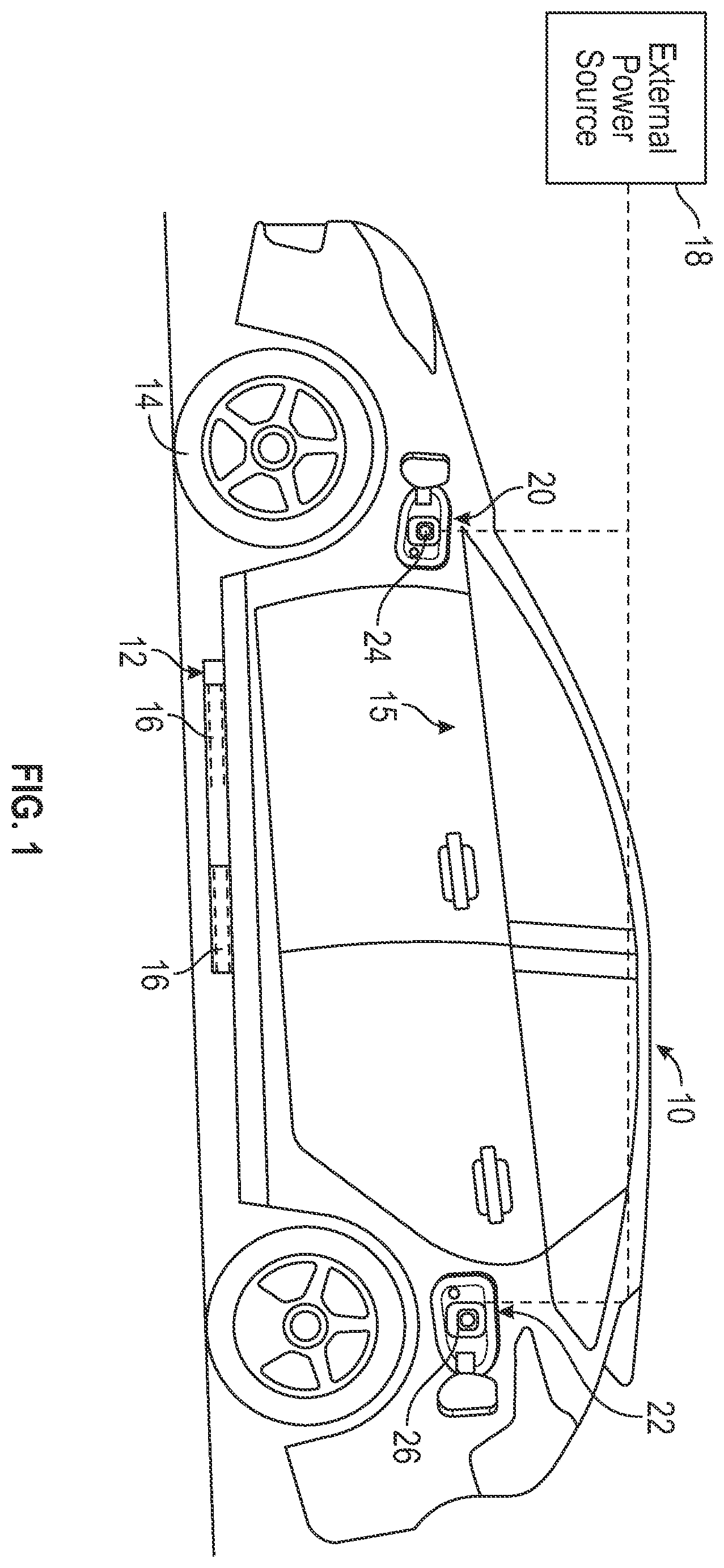 Patent US12139028 Figure 1 – Charge adapters for electrified vehicle charging systems