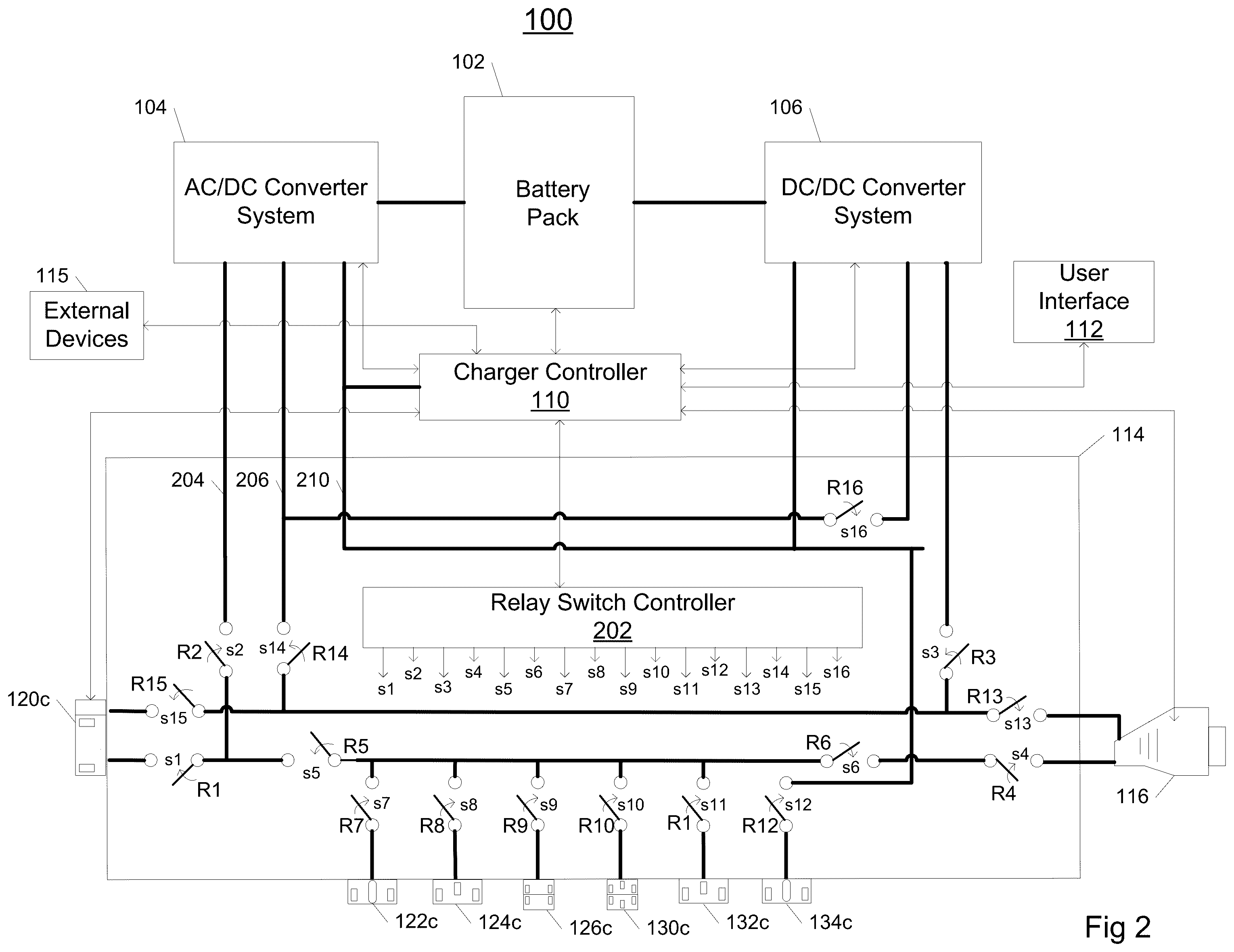 Patent US12139031 Figure 2 – Charging system employing battery storage