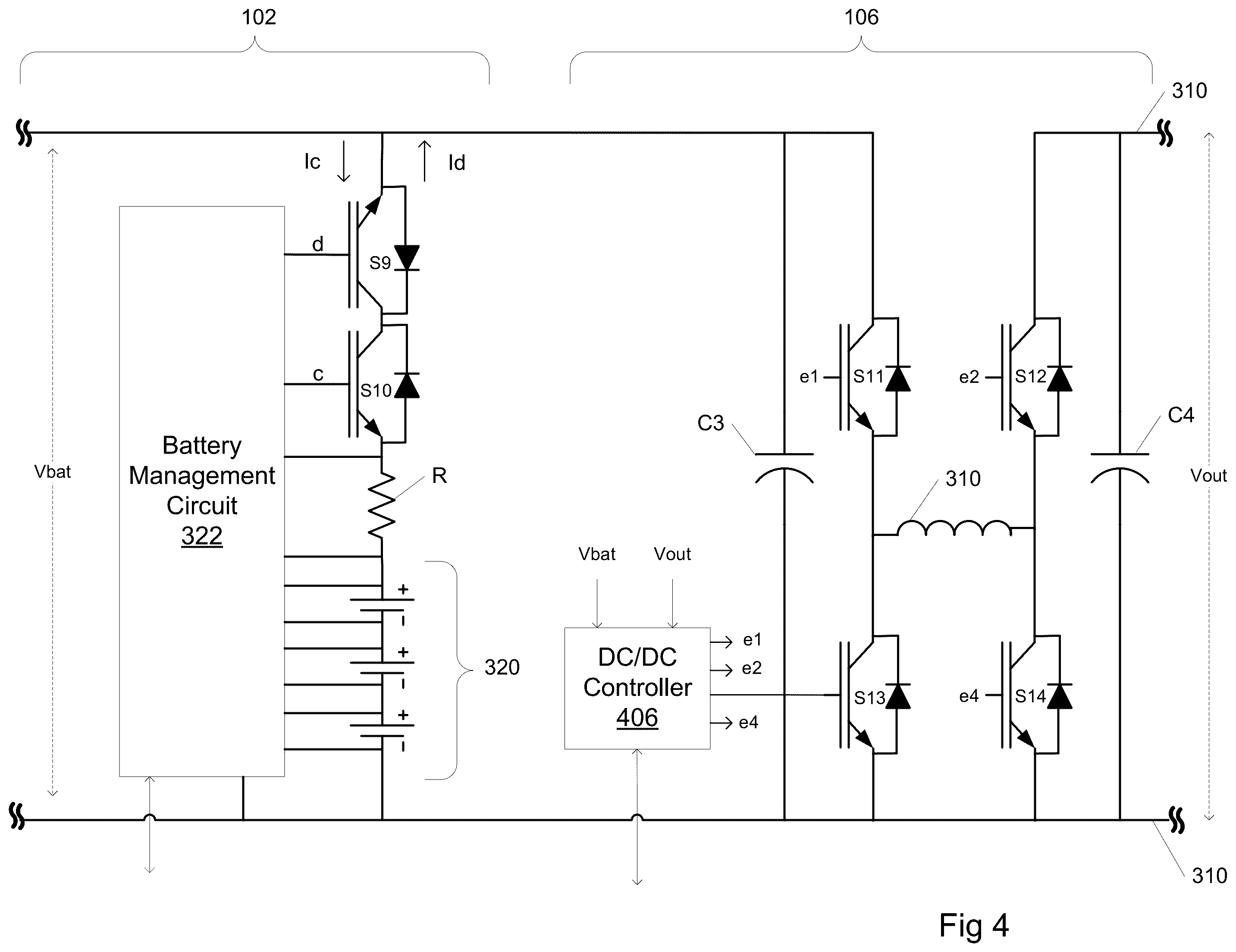 Patent US12139031 Figure 4 – Charging system employing battery storage
