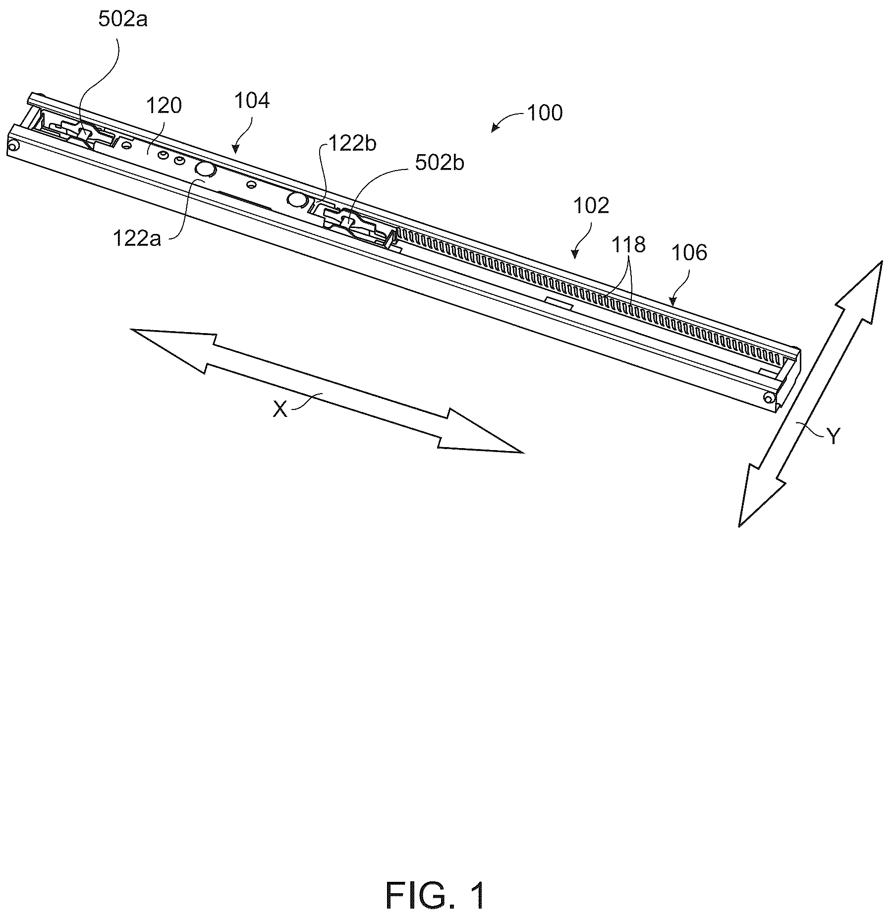 Patent US12139048 Figure 1 – Seat rail assembly