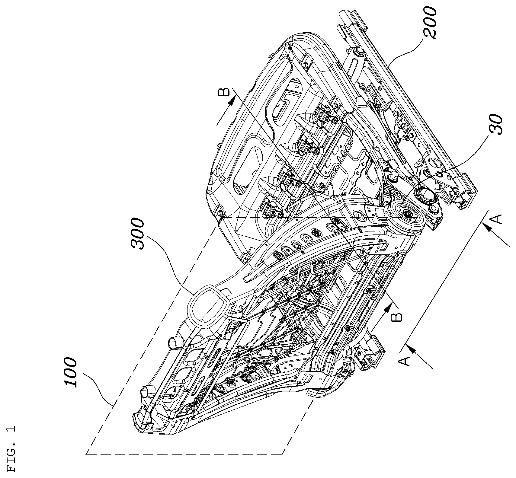 Patent US12139050 — Seat frame for vehicle — Figure 1