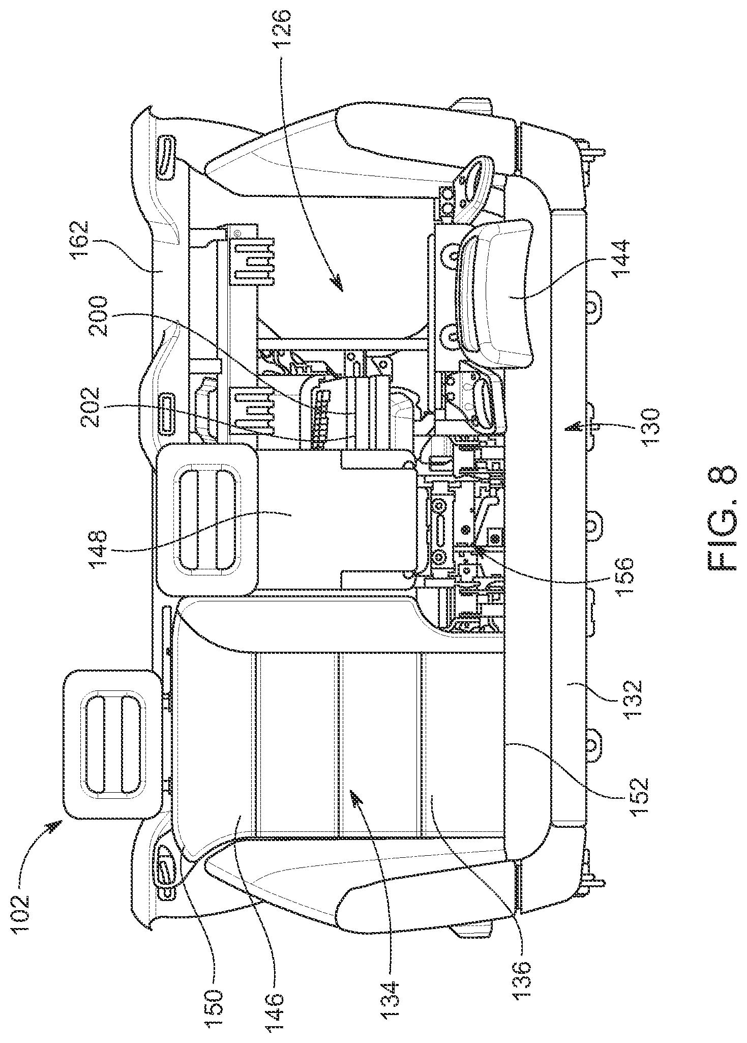 Patent US12139051 Figure 8 – Rear seat assembly for a vehicle