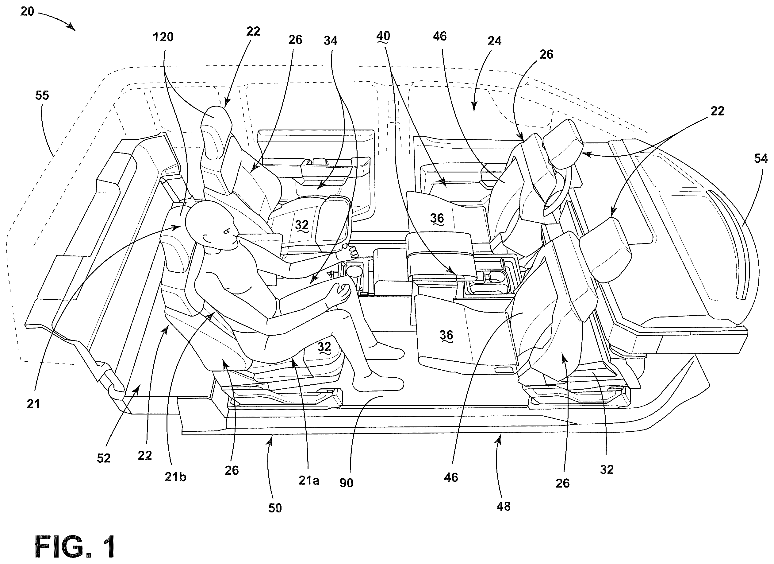 Patent US12139053 — Seating solutions for a stationary vehicle — Figure 1