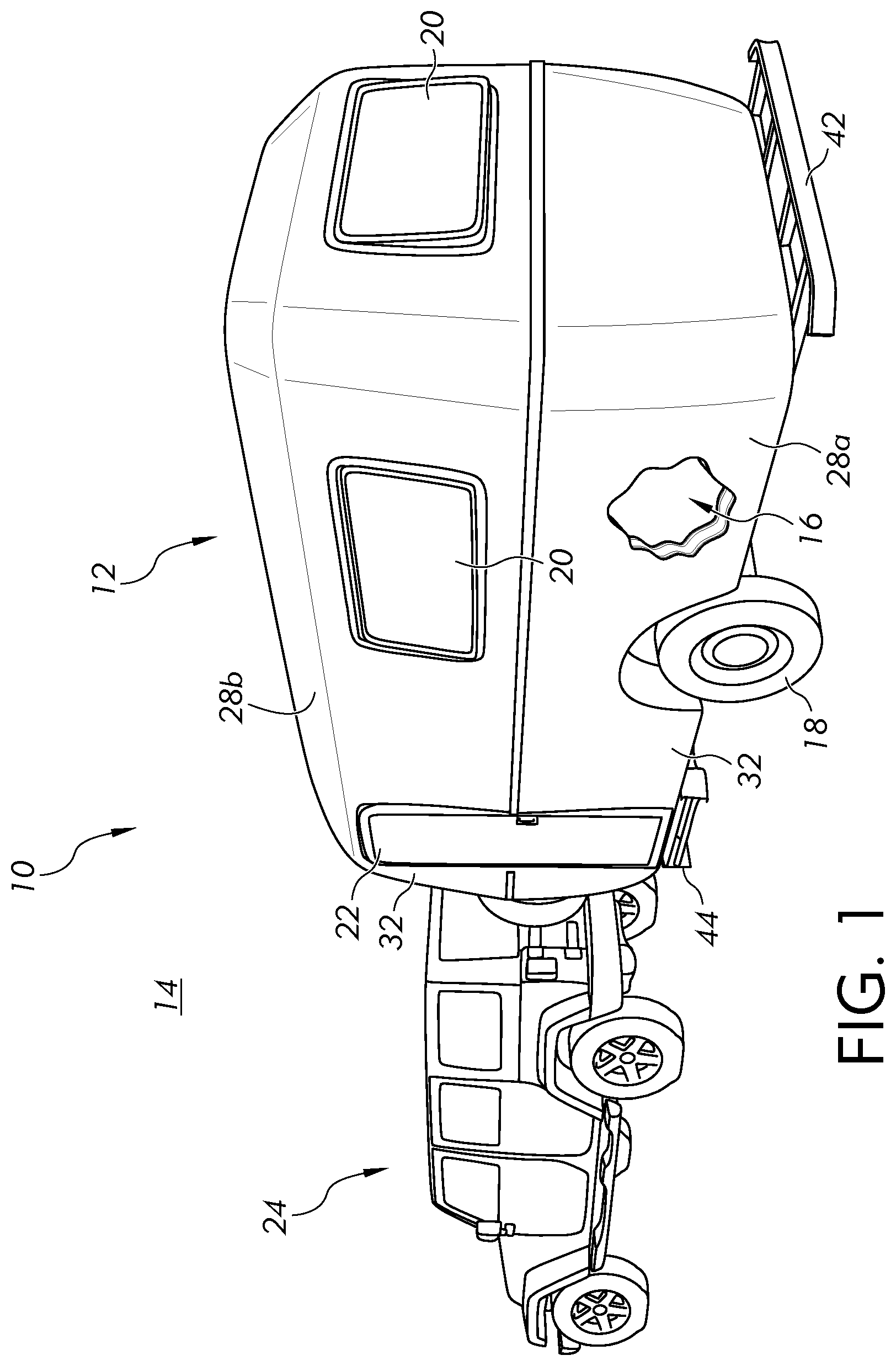 Patent US12139060 Figure 1 – Integrally molded recreational vehicle body