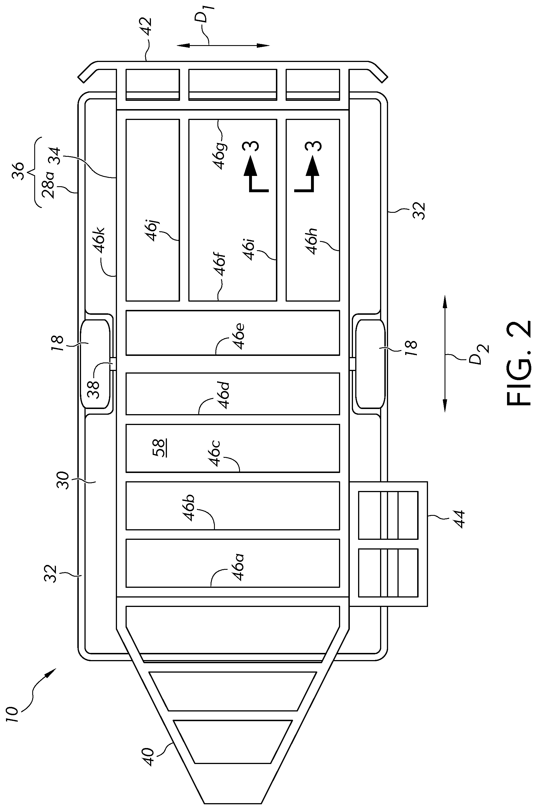 Patent US12139060 Figure 2 – Integrally molded recreational vehicle body