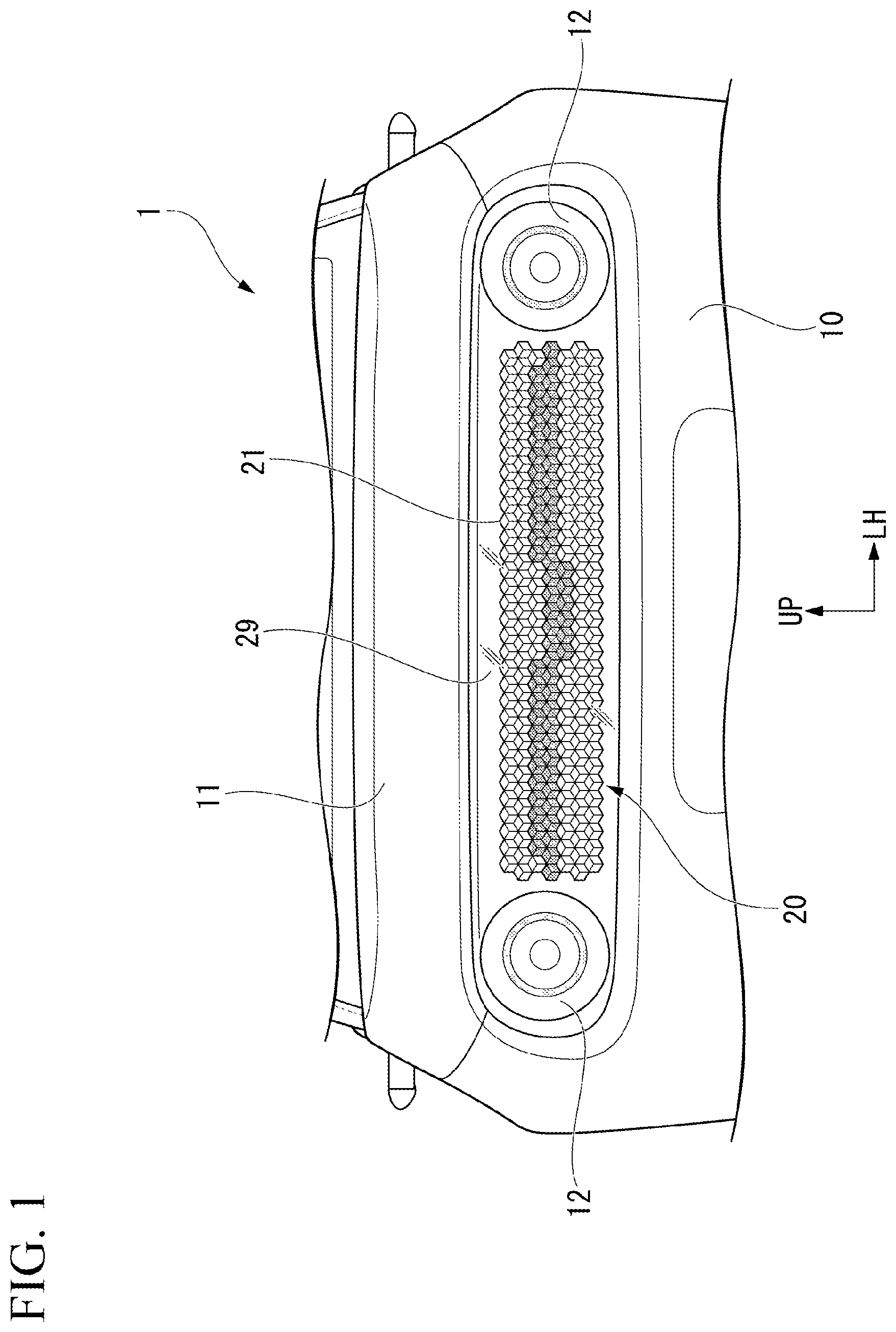 Patent US12139069 Figure 1 – Lighting display device for vehicle