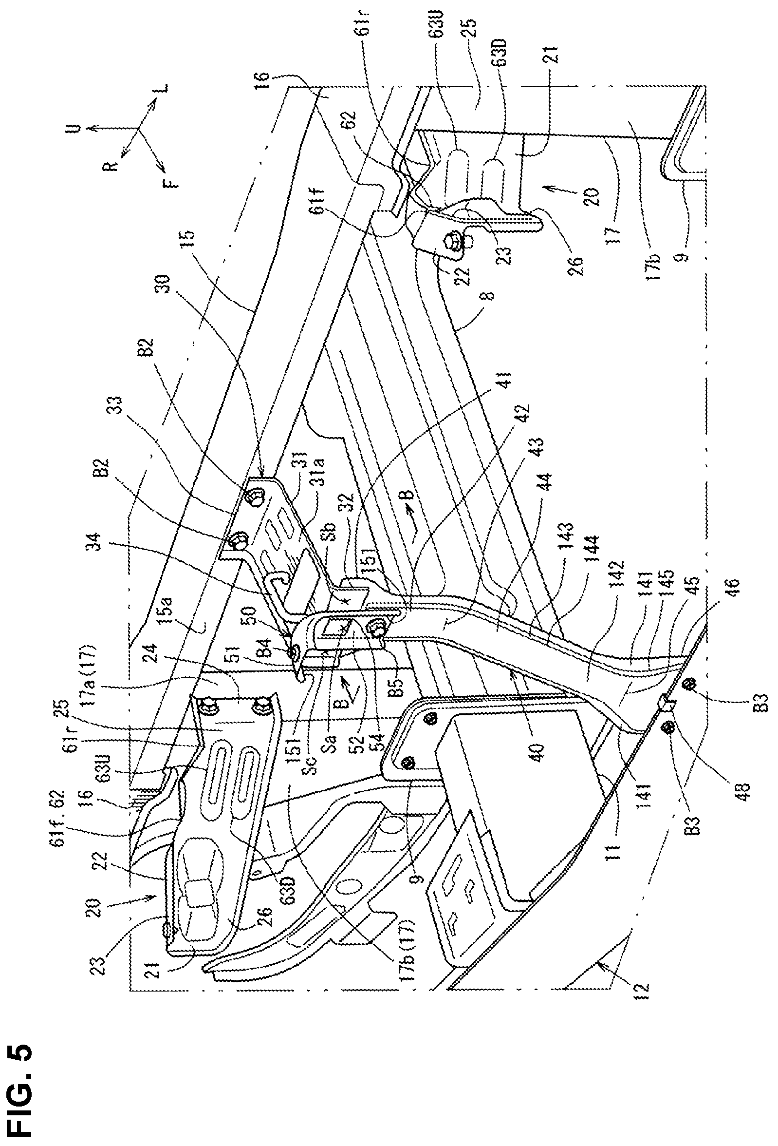 Patent US12139085 Figure 5 – Front structure of vehicle