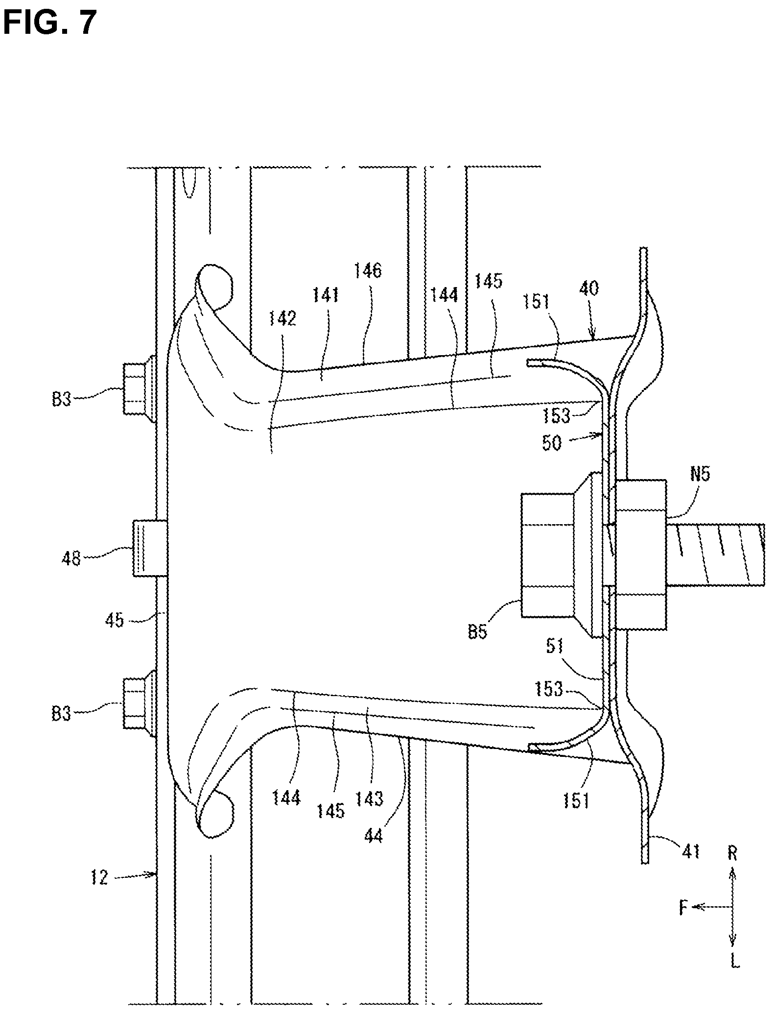 Patent US12139085 Figure 7 – Front structure of vehicle