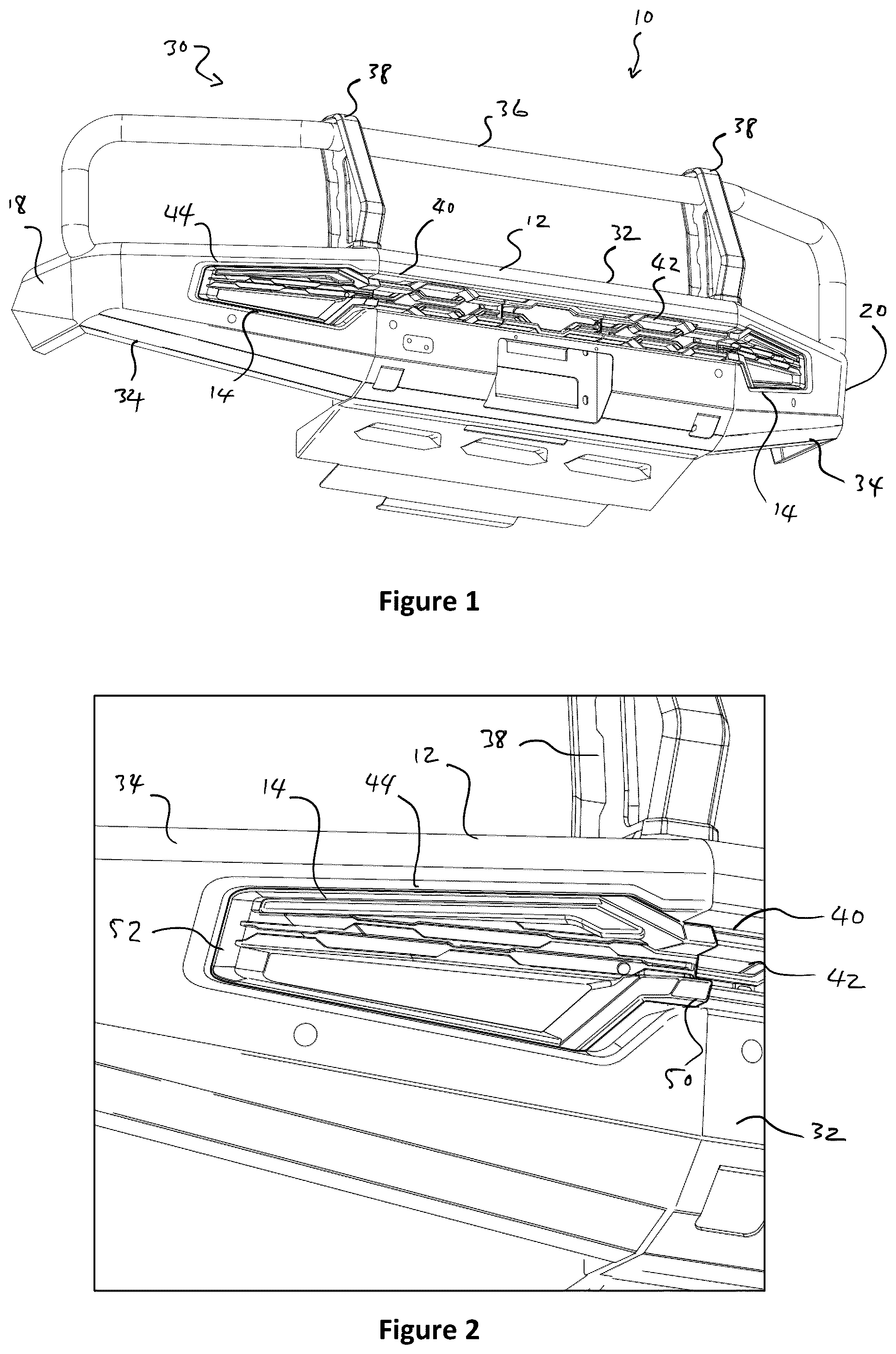 Patent US12139086 Figure 1 – Vehicle bumper assembly