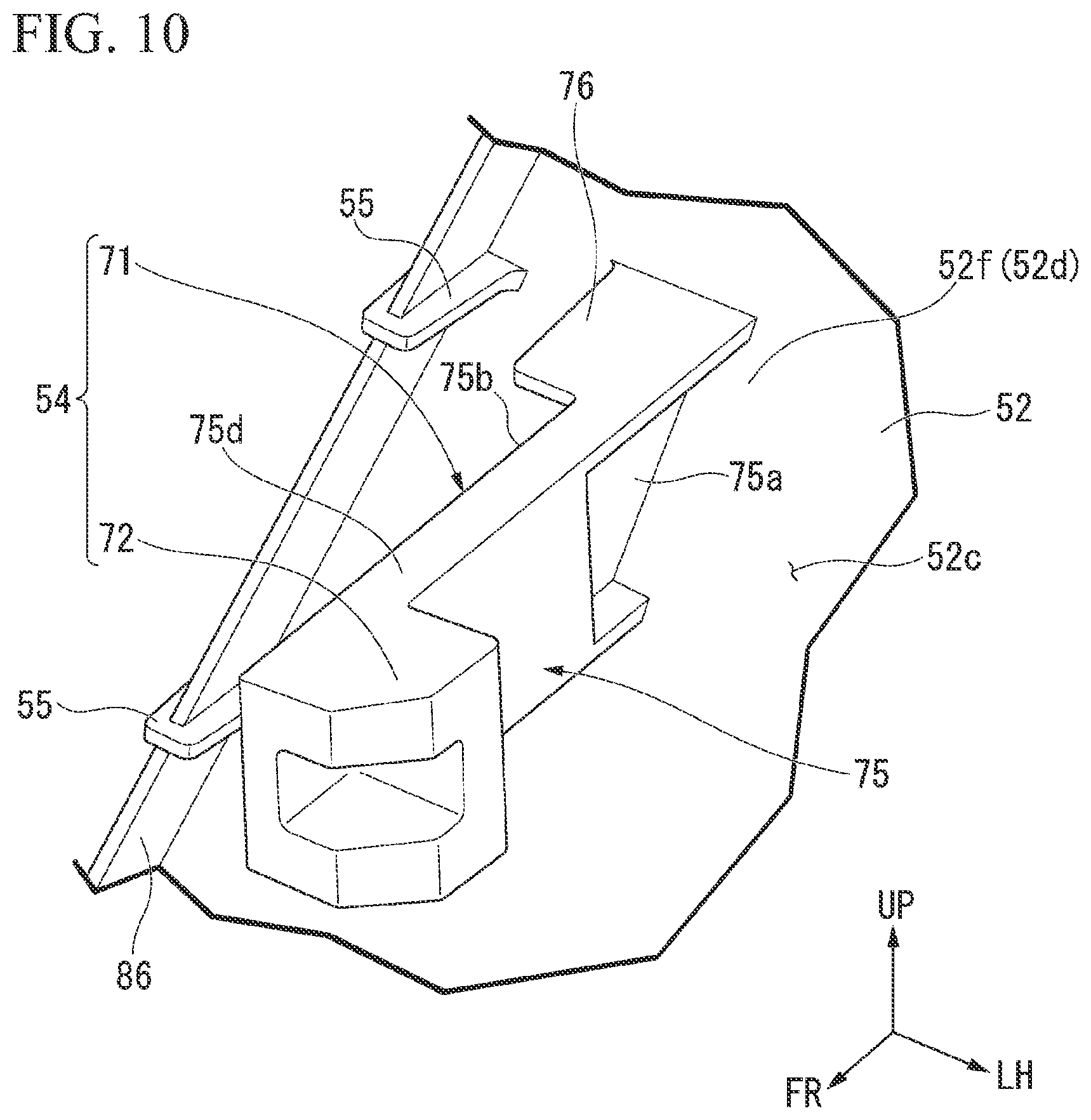 Patent US12139090 Figure 9 – Instrument panel structure with knee airbag