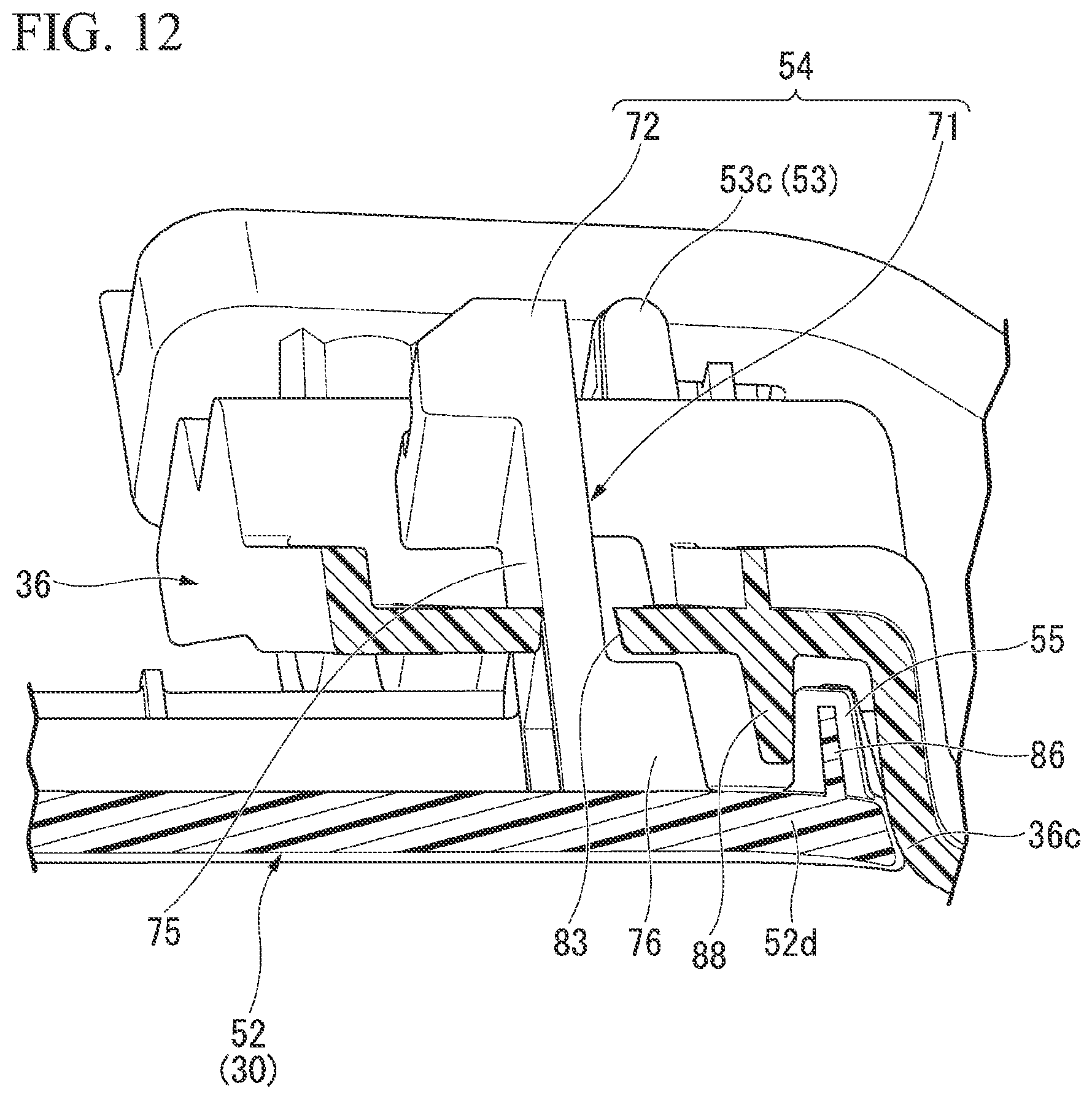 Patent US12139090 Figure 11 – Instrument panel structure with knee airbag