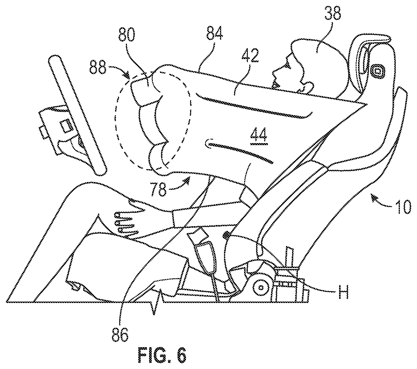 Patent US12139091 Figure 5 – Airbag restraint system for a seat in a vehicle