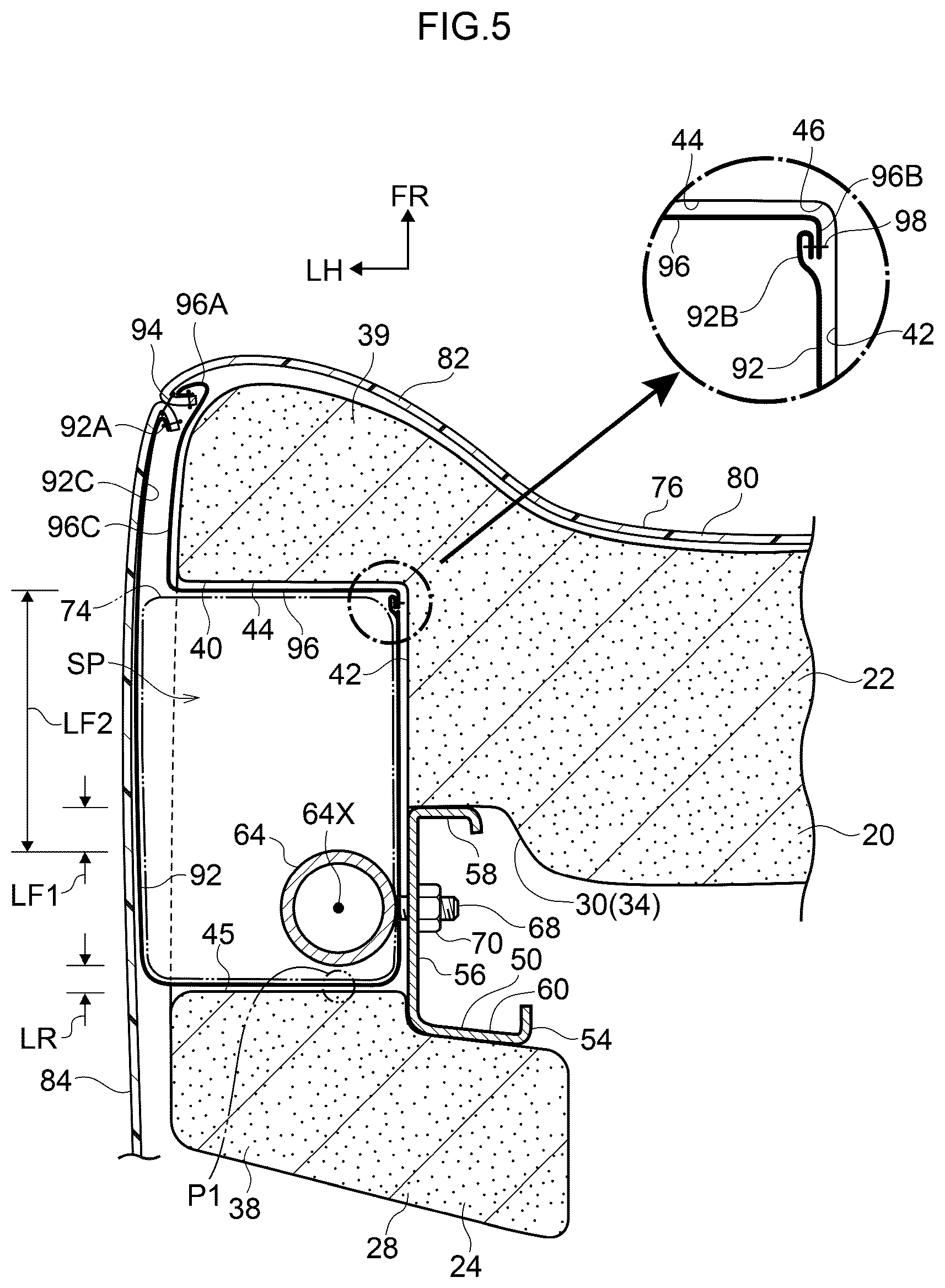 Patent US12139092 Figure 5 – Seat back of vehicle seat