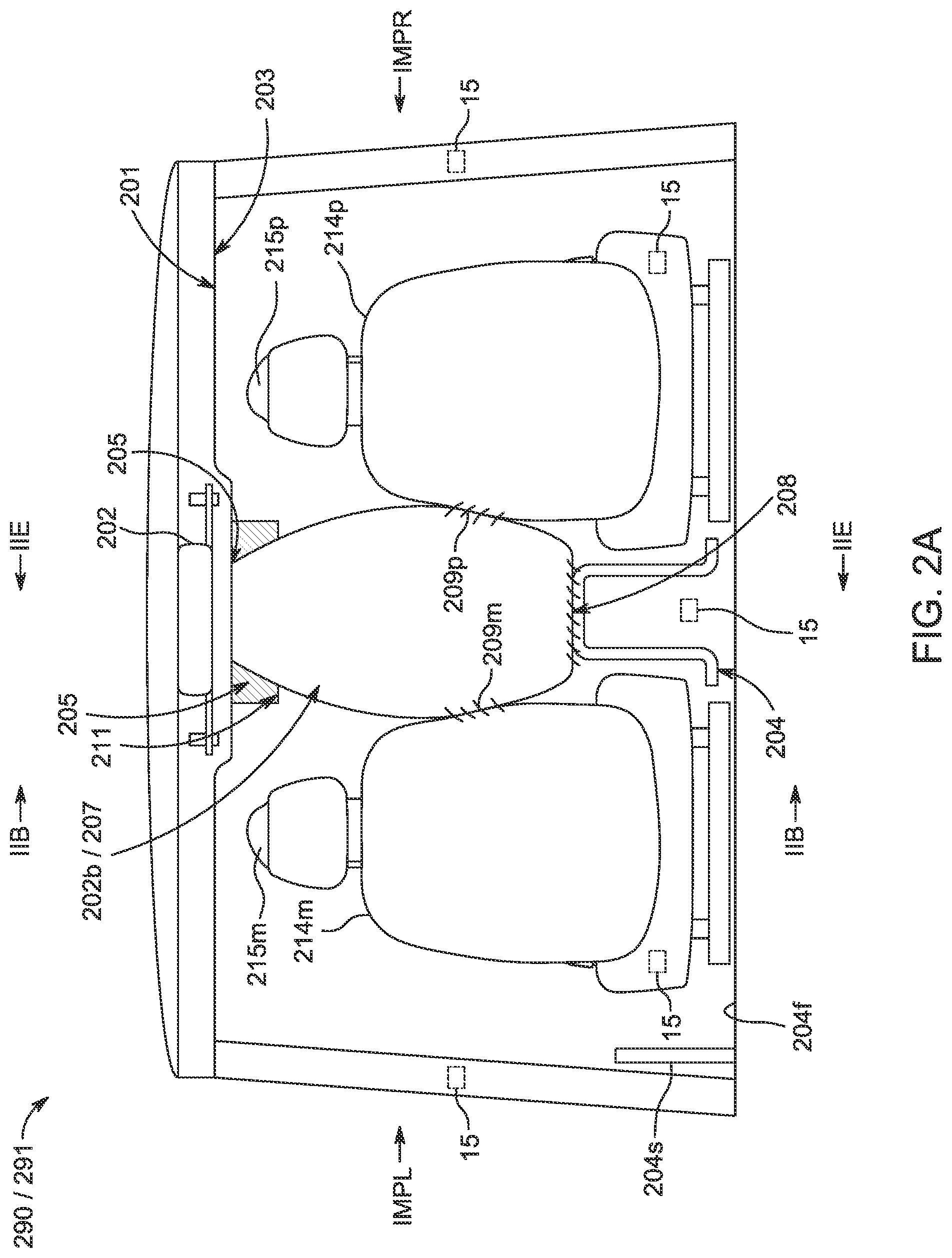 Patent US12139094 Figure 6 – Front center airbags
