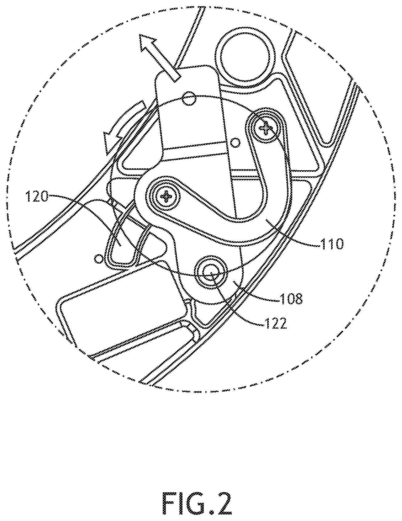 Patent US12139096 Figure 2 – Rotary lap belt shackle assembly