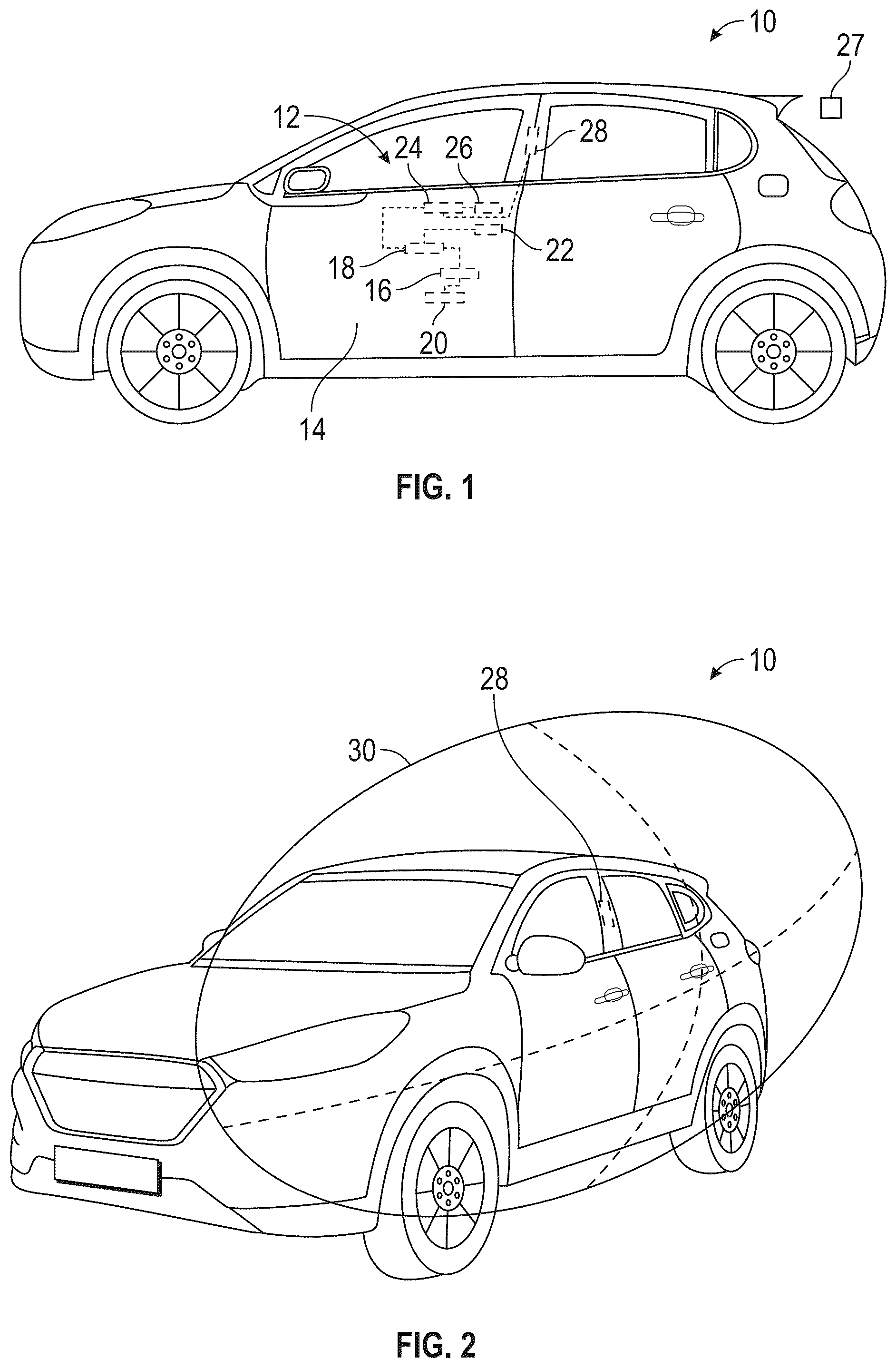 Patent US12139102 Figure 1 – Apparatus and method for determining access intention recognition for use in a vehicle with a handleless door