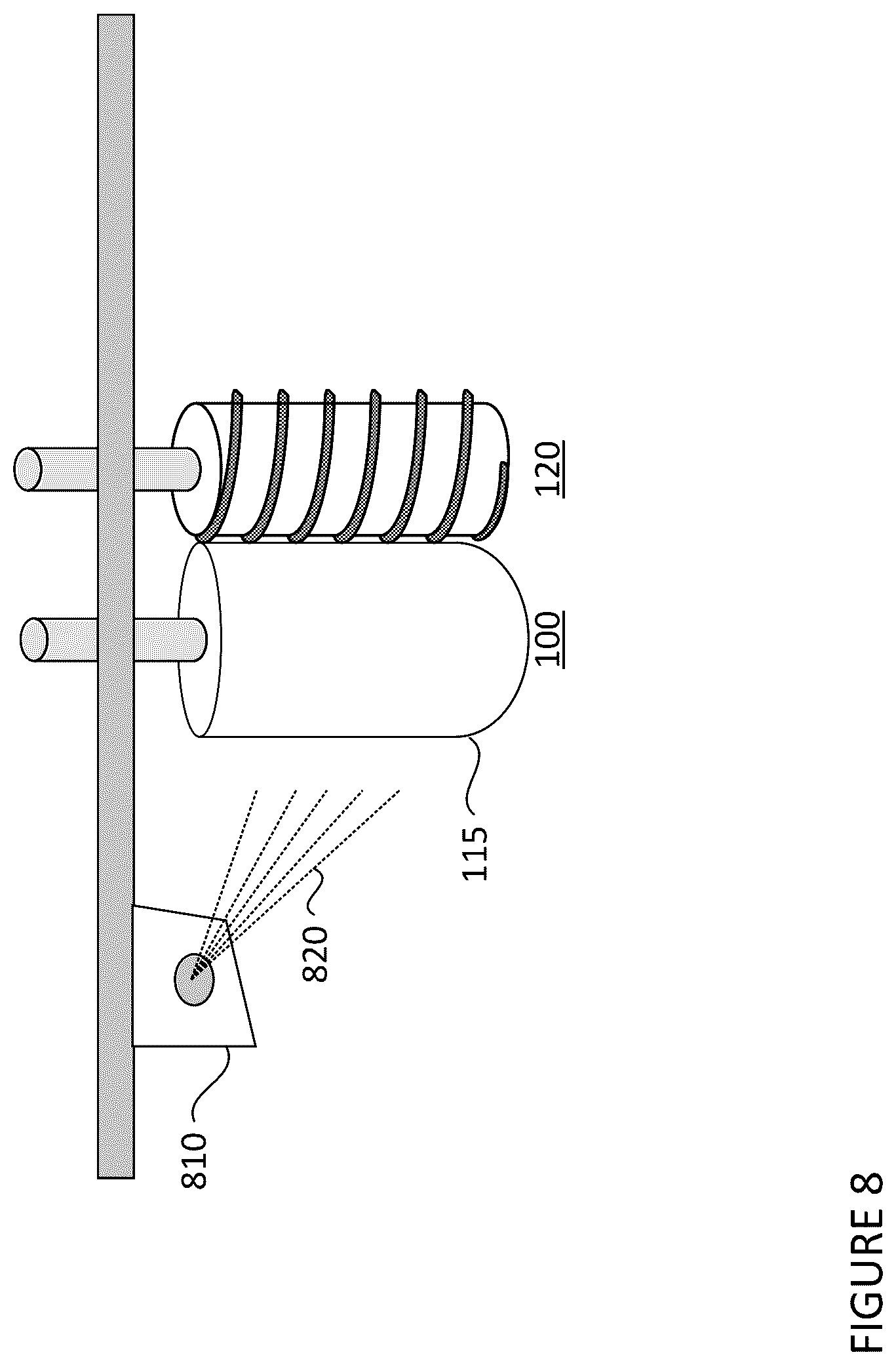 Patent US12139108 Figure 8 – Cleaning device for spinning surface