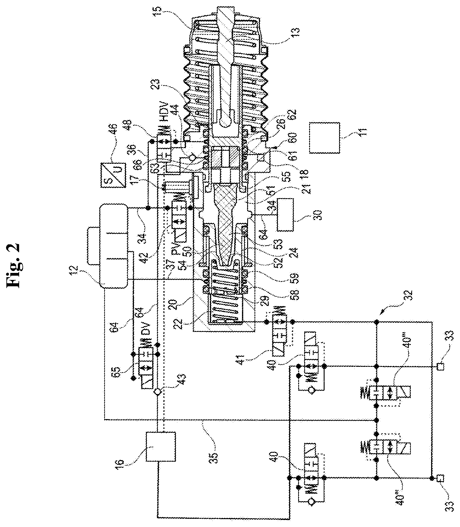 Patent US12139111 Figure 2 – Brake system including a master cylinder with an elastic pedal feel element