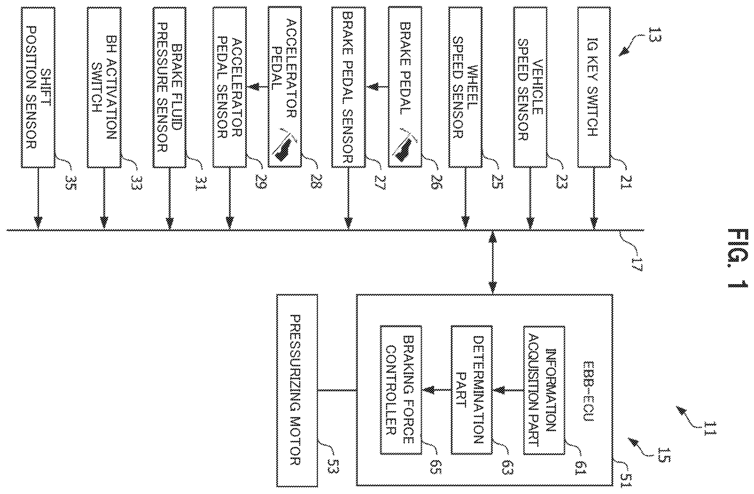 Patent US12139122 Figure 1 – Vehicle brake system