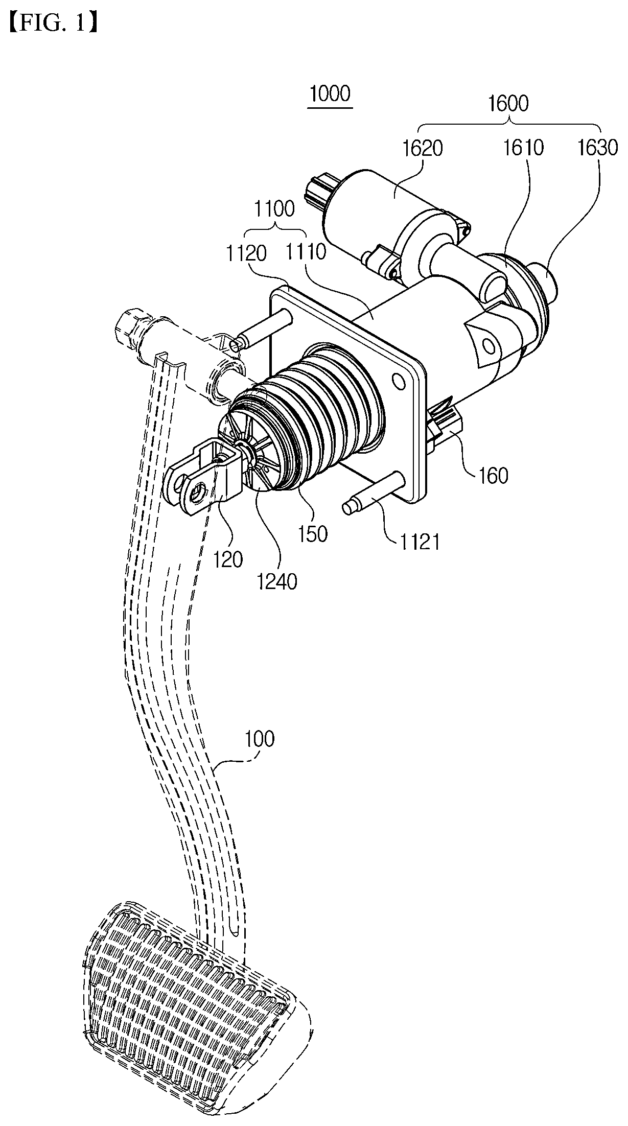 Patent US12139126 Figure 1 – Brake pedal movement device