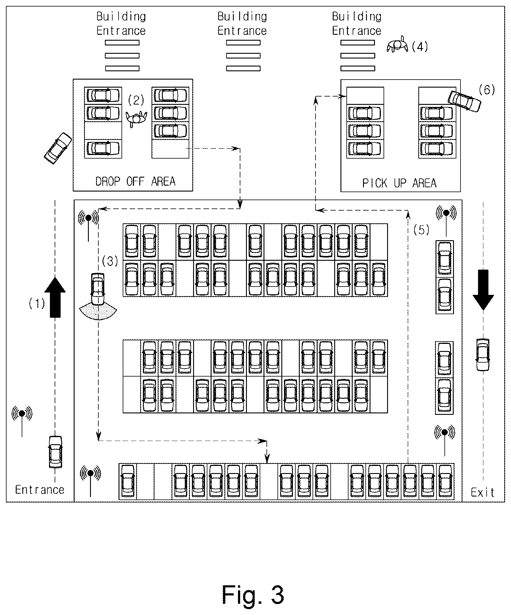 Patent US12139131 Figure 3 – System, method, infrastructure, and vehicle for automated valet parking