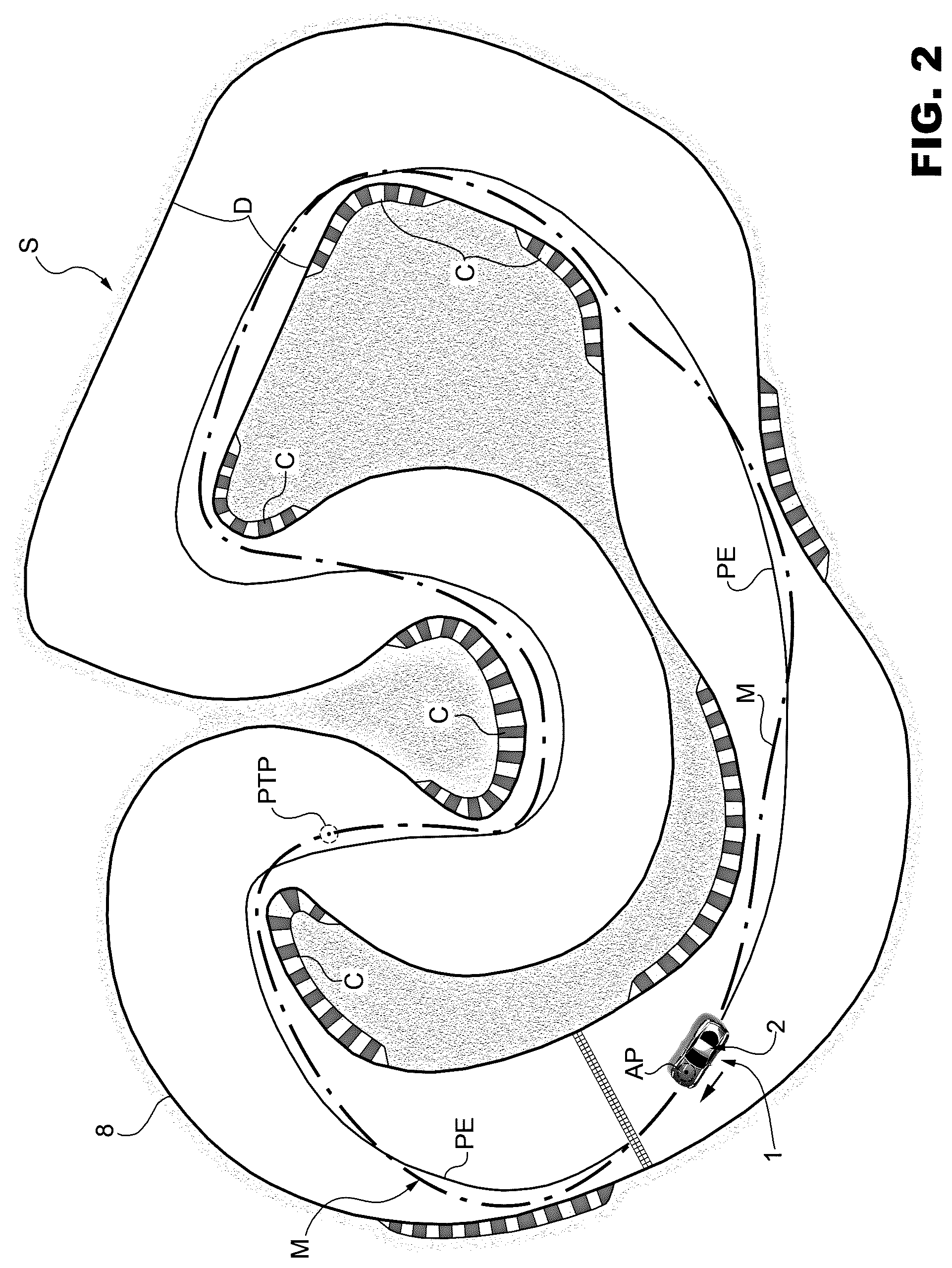 Patent US12139158 Figure 2 – Assistance method to improve the performance of a driver by evaluating his skills and filtering the information to be provided on the basis of the value obtained
