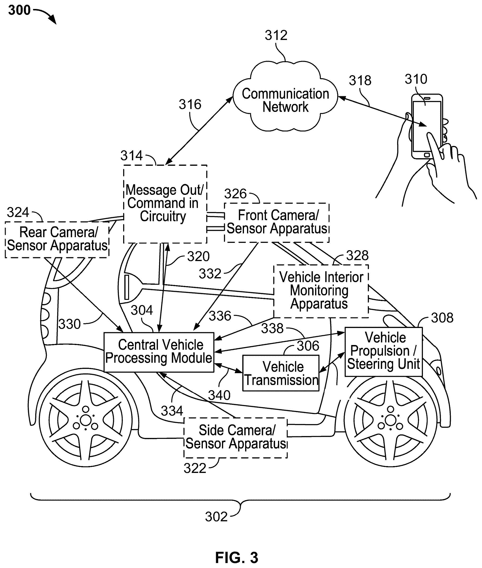 Patent US12139168 Figure 3 – Stationary vehicle impact analysis and decision making with service interface
