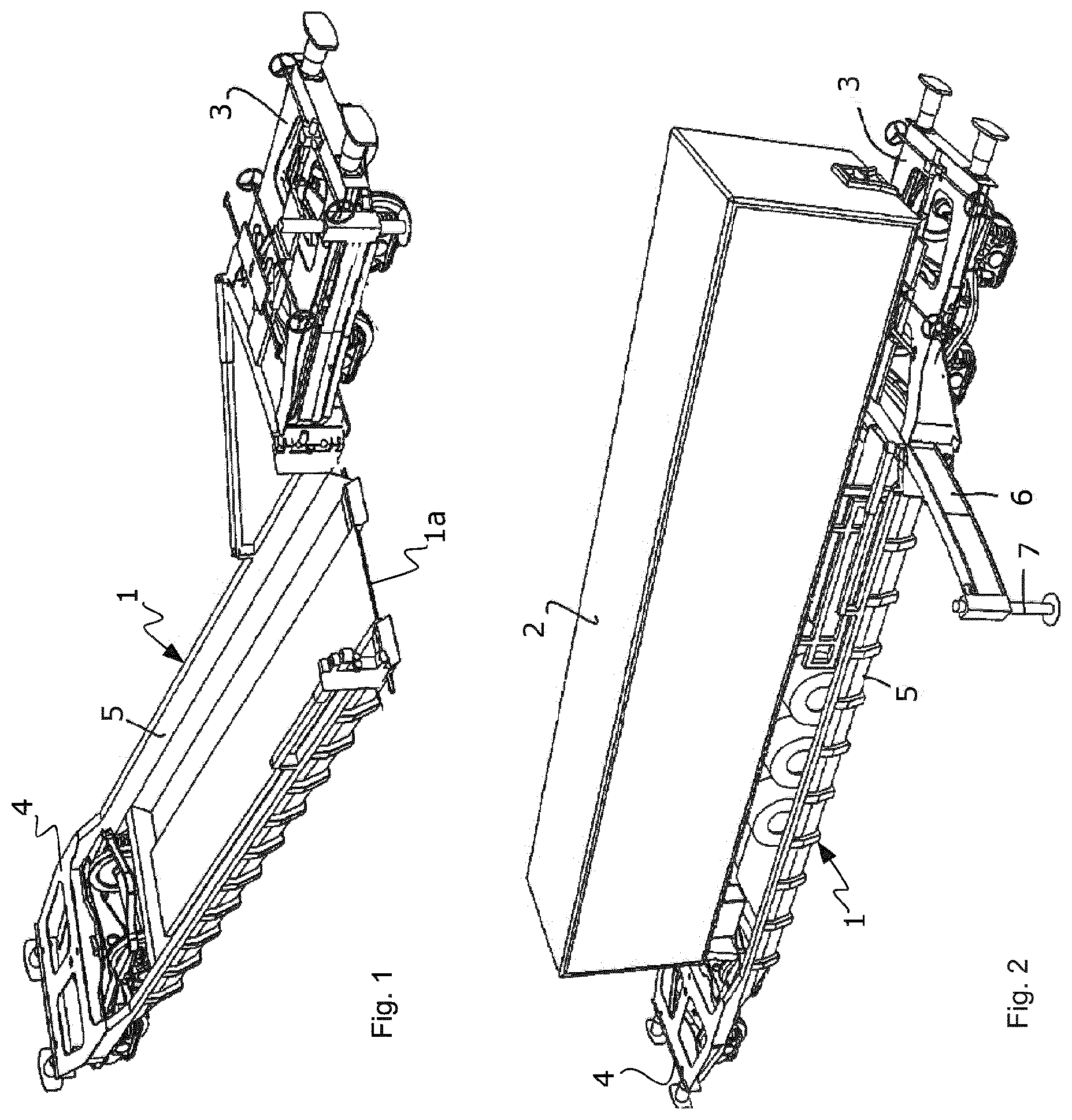 Patent US12139179 Figure 1 – Railway wagon for transportation of semi-trailers and the like