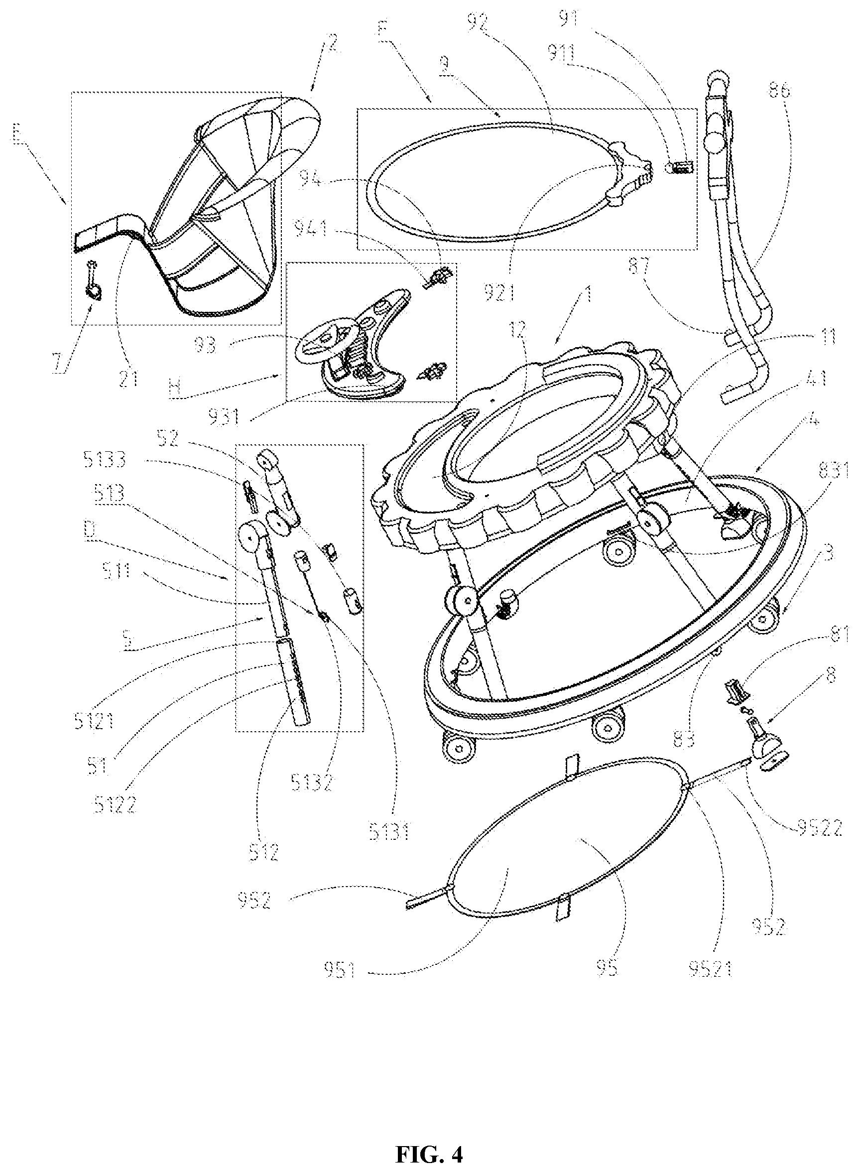 Patent US12139186 Figure 4 – Baby walker