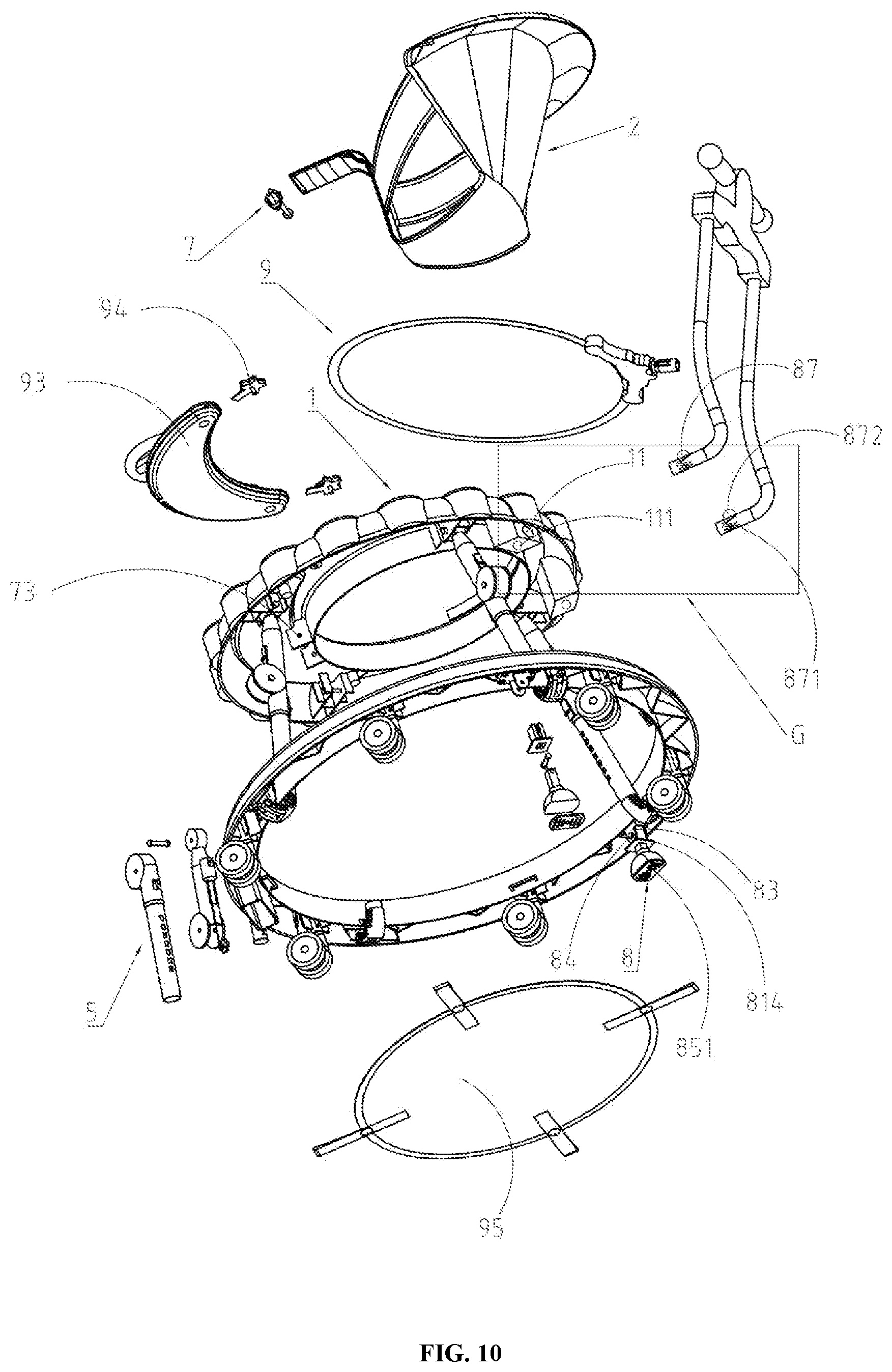 Patent US12139186 Figure 10 – Baby walker