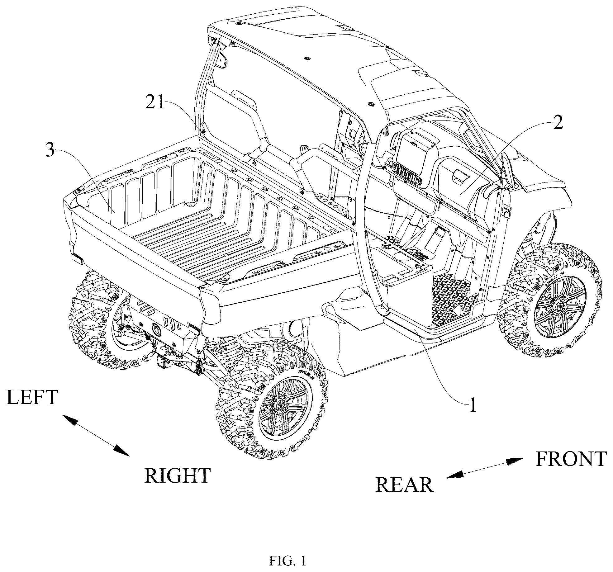 Patent US12139201 Figure 1 – All-terrain vehicle
