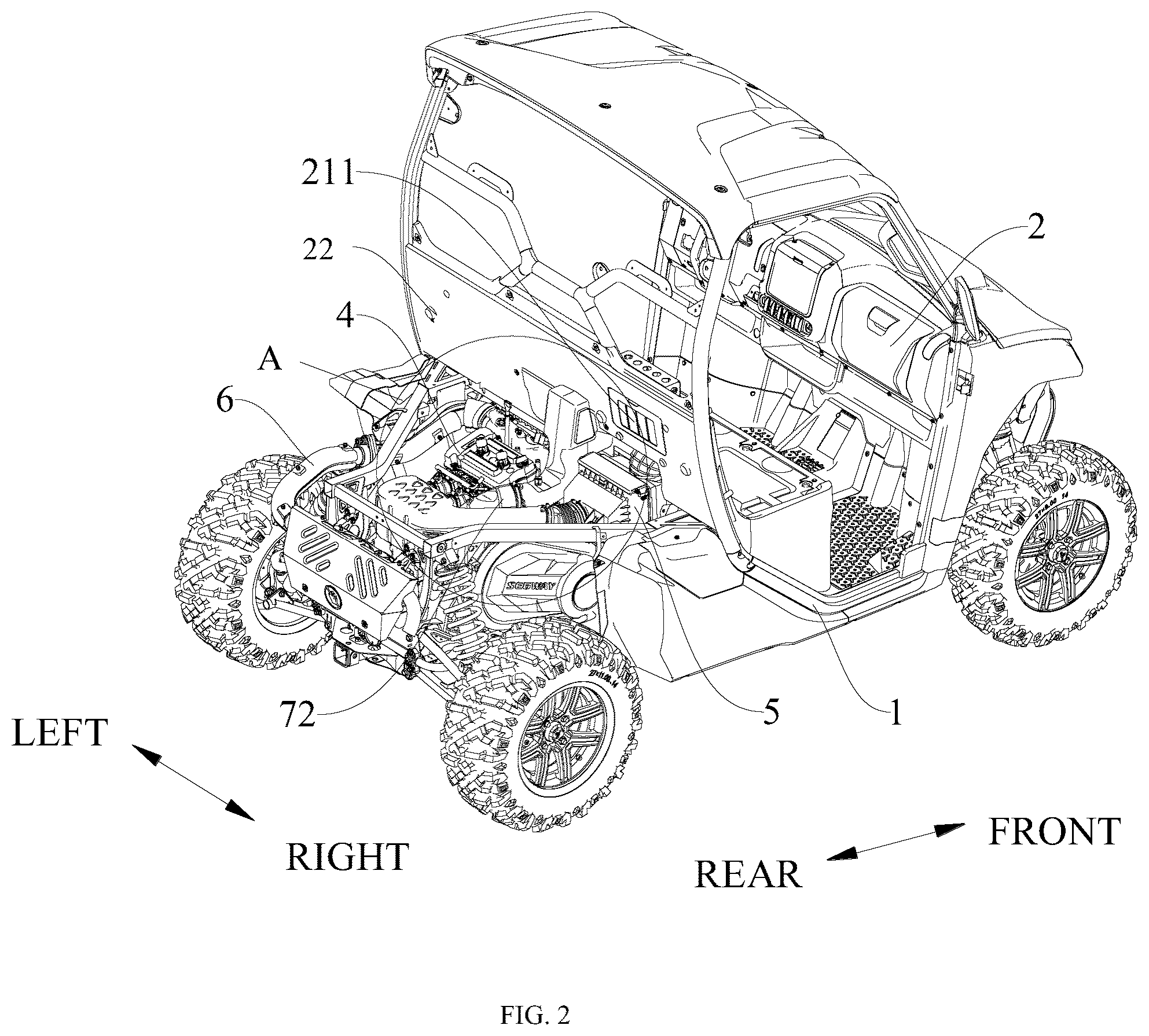 Patent US12139201 Figure 2 – All-terrain vehicle