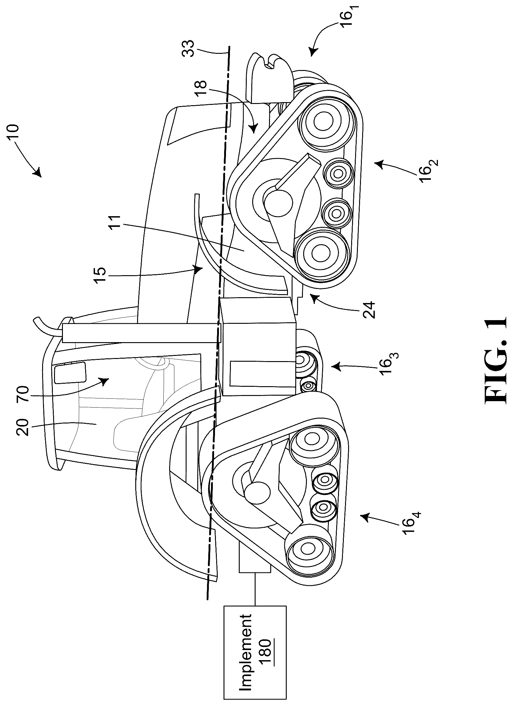 Patent US12139216 Figure 1 – System and method for controlling a track system for traction of a vehicle