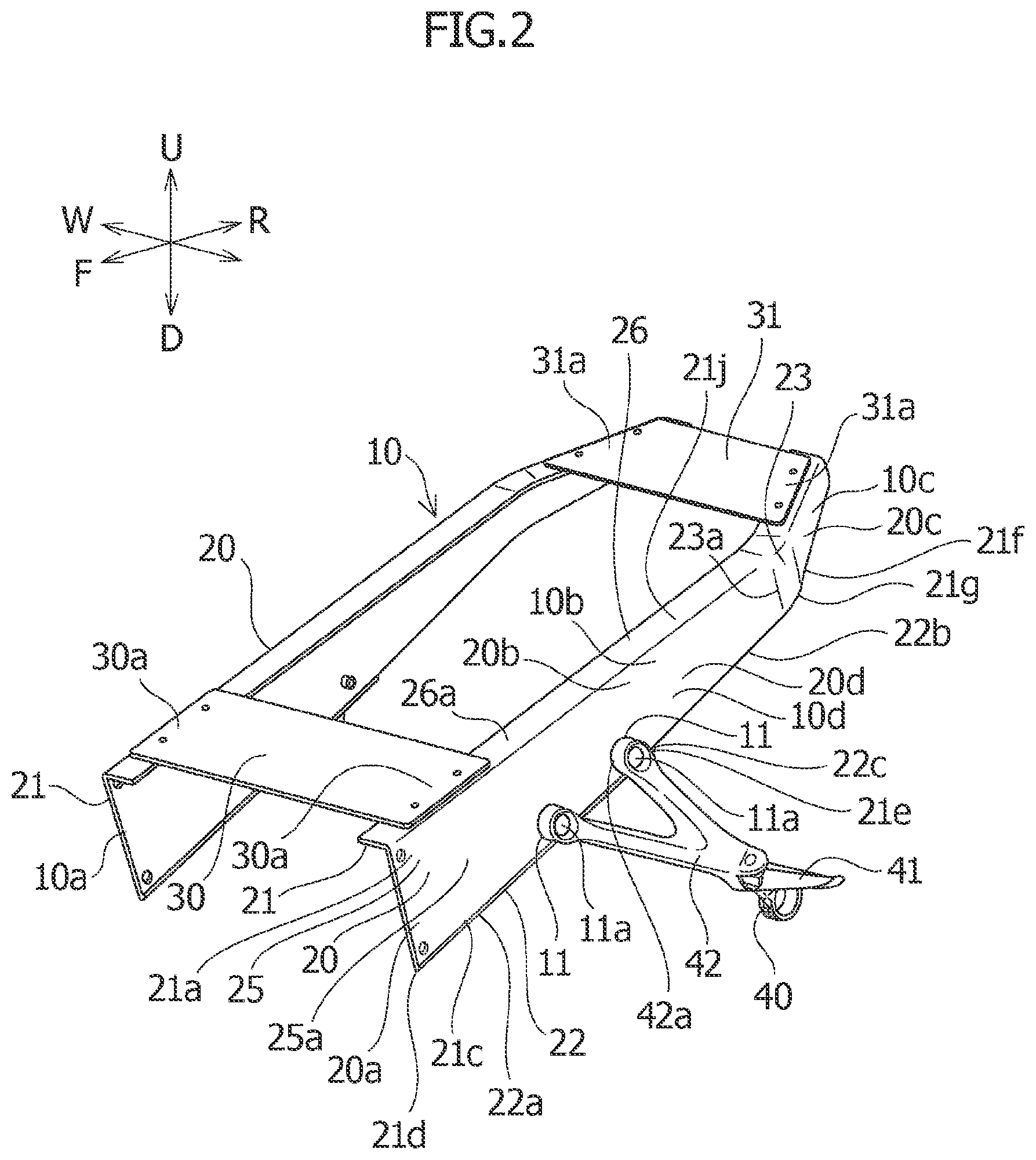 Patent US12139225 Figure 2 – Motorcycle seat rail and method of manufacturing the same