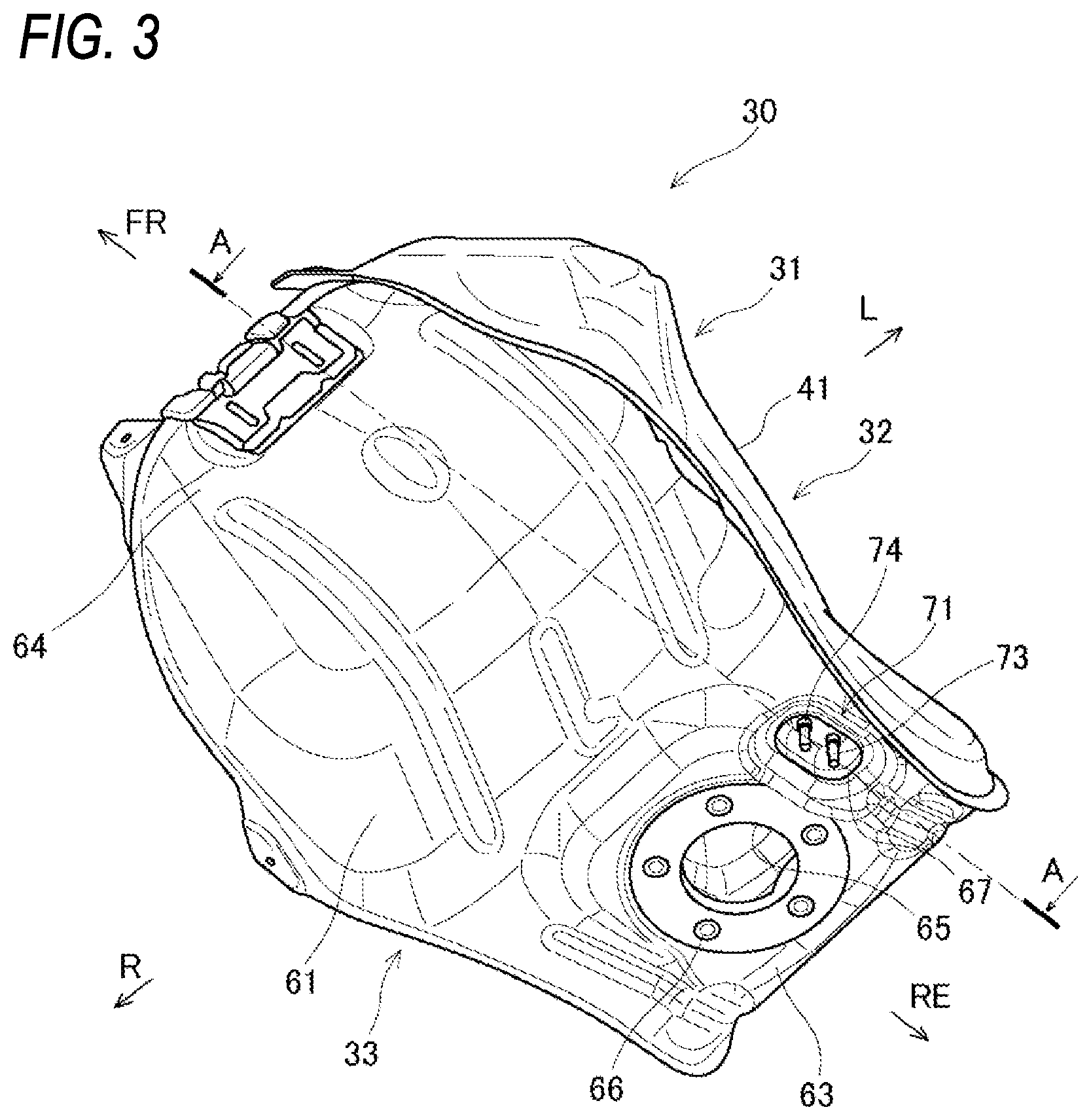 Patent US12139227 Figure 3 – Fuel tank and method for manufacturing fuel tank