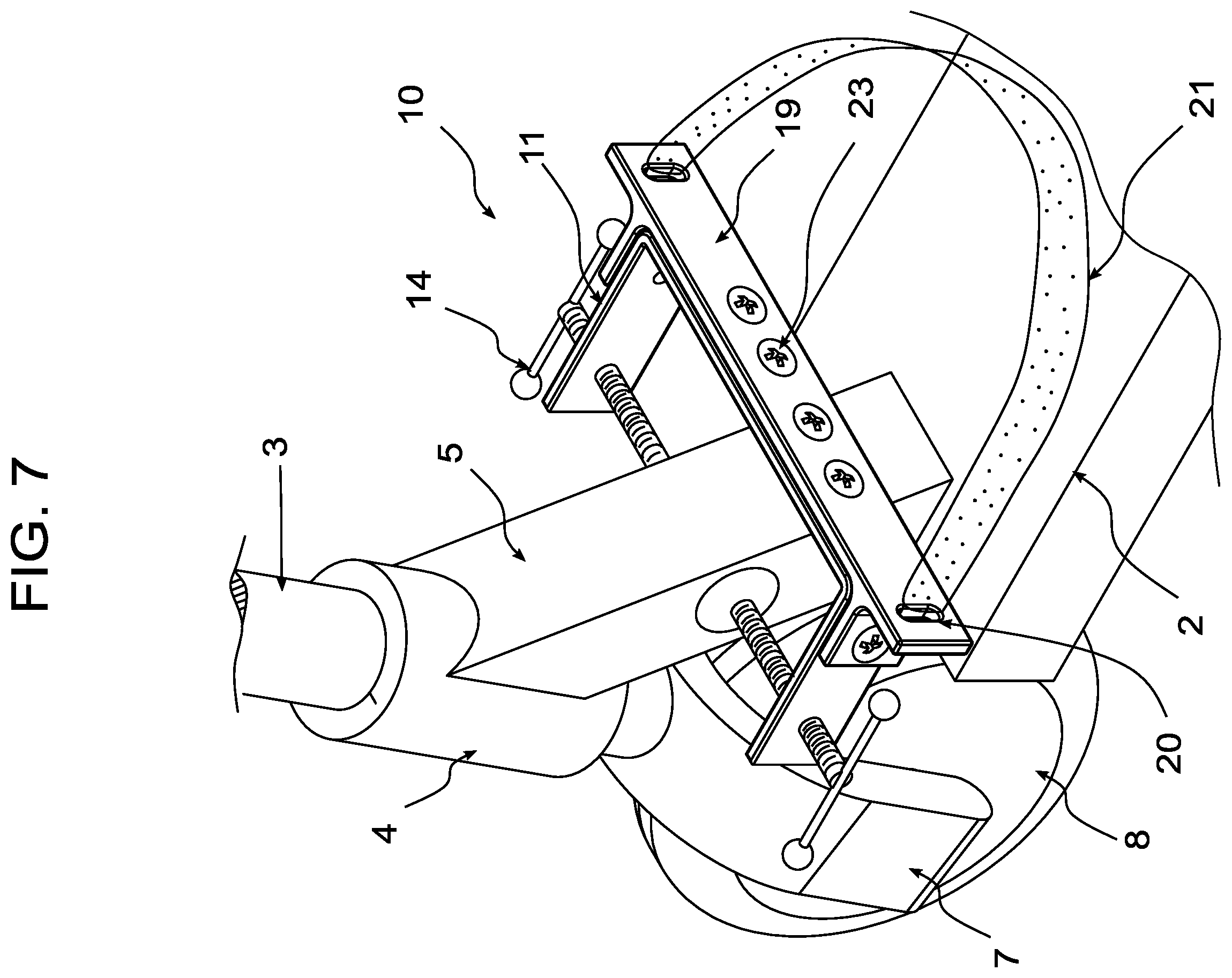 Patent US12139228 Figure 7 – Cargo securing apparatus for a scooter